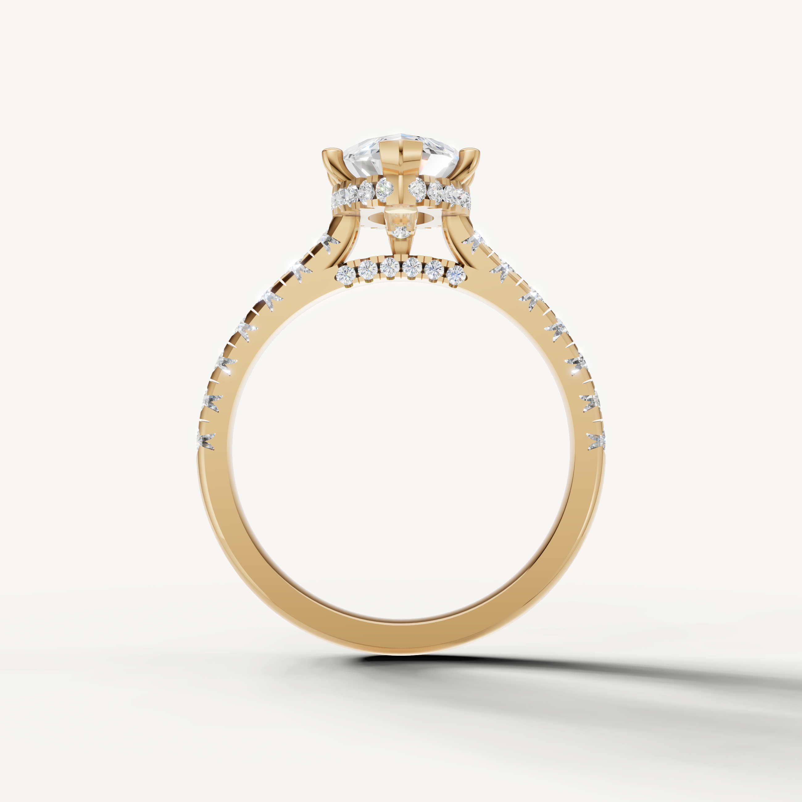 Luxury Marquise Cut Lab Diamond Engagement Ring with Diamond Band – Raul Diamonds