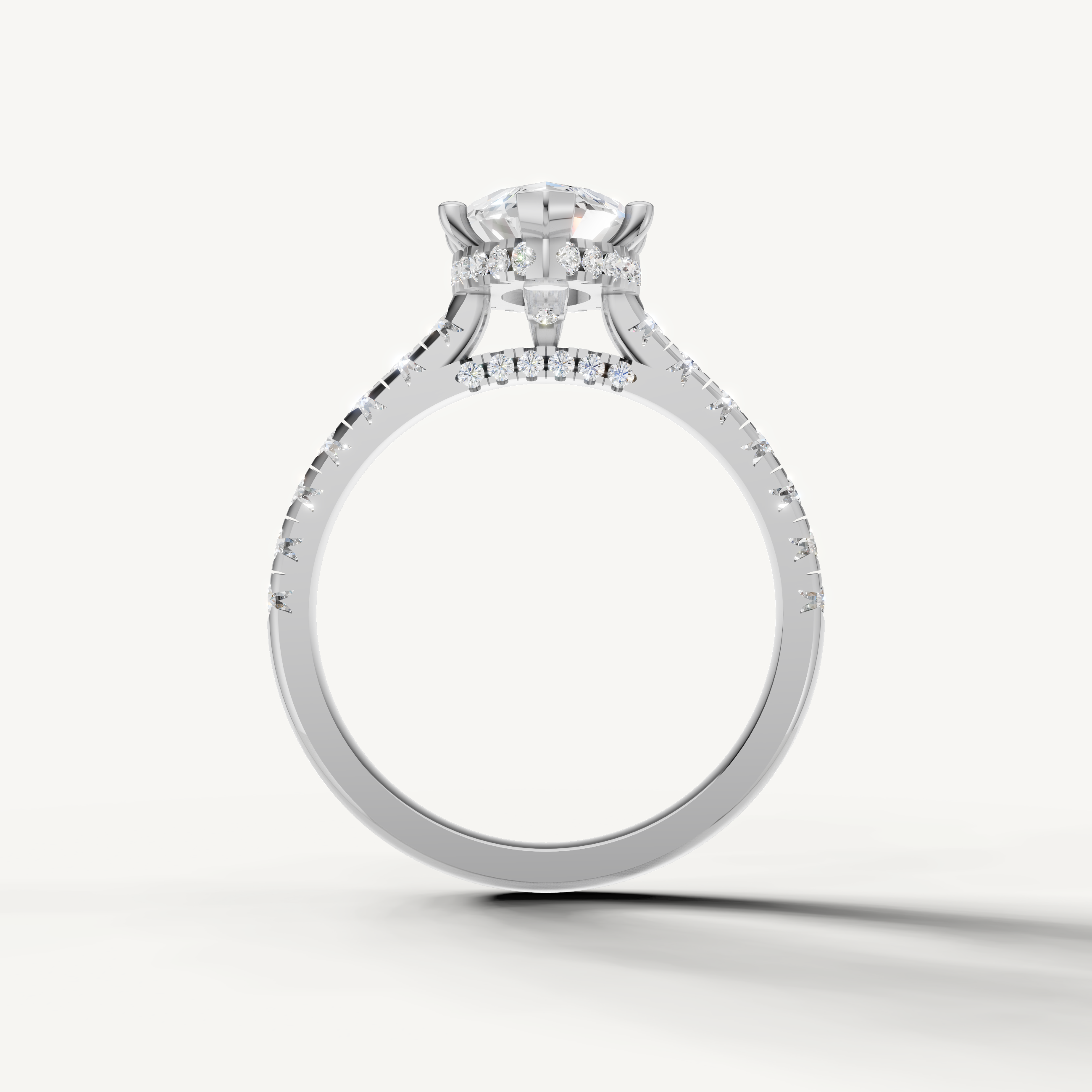 White Gold Marquise Engagement Ring with Brilliant Lab Diamond – Raul Diamonds