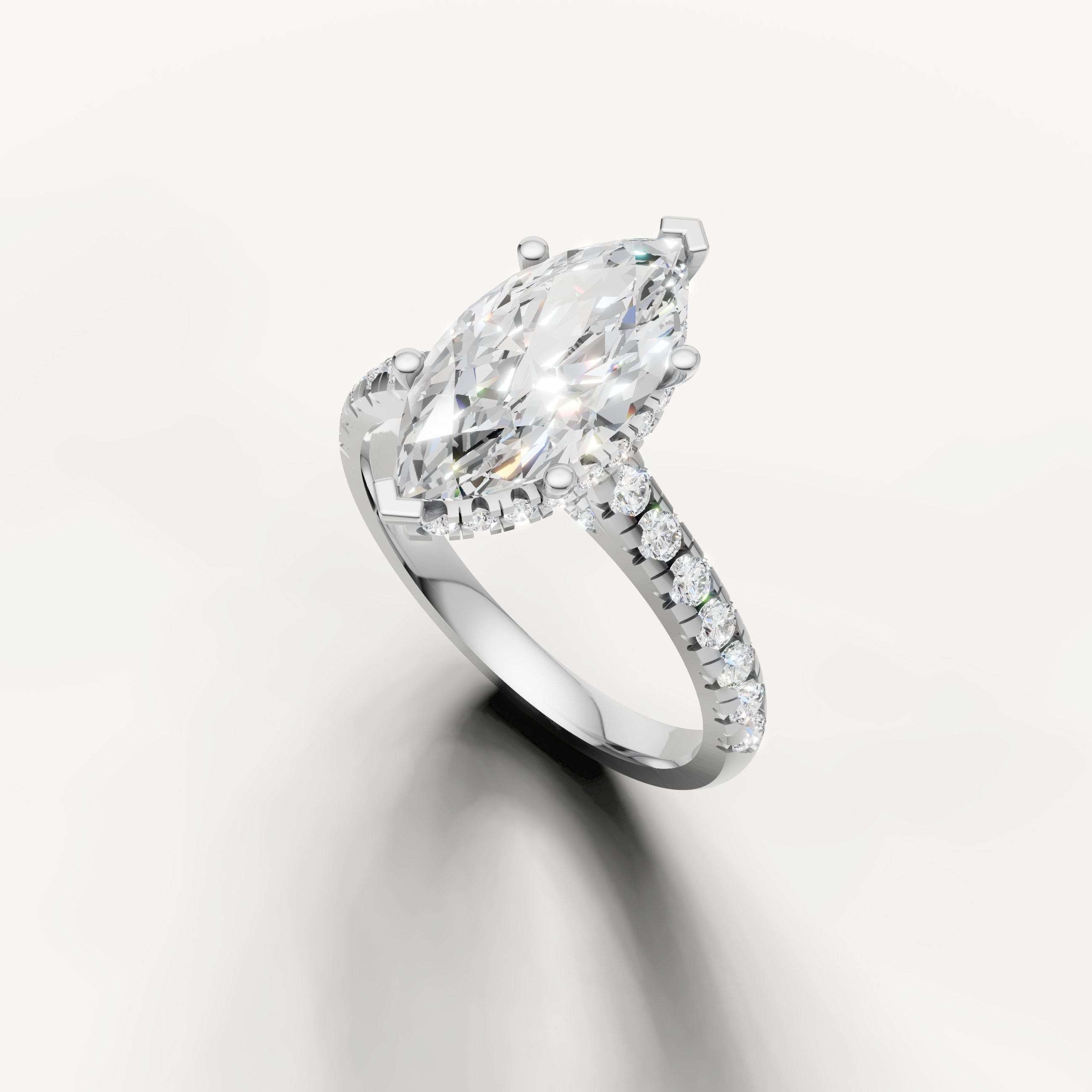 Classic Marquise Cut Lab Grown Diamond Ring with Diamond Band – Raul Diamonds