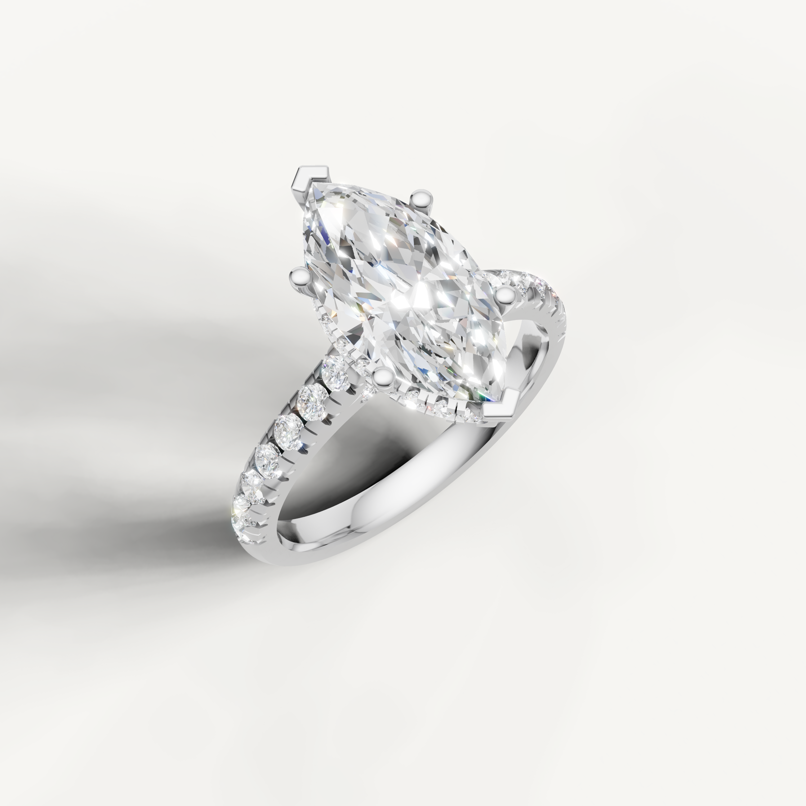 14K White Gold Marquise Lab Diamond Pavé Band Ring for Women – Raul Diamonds