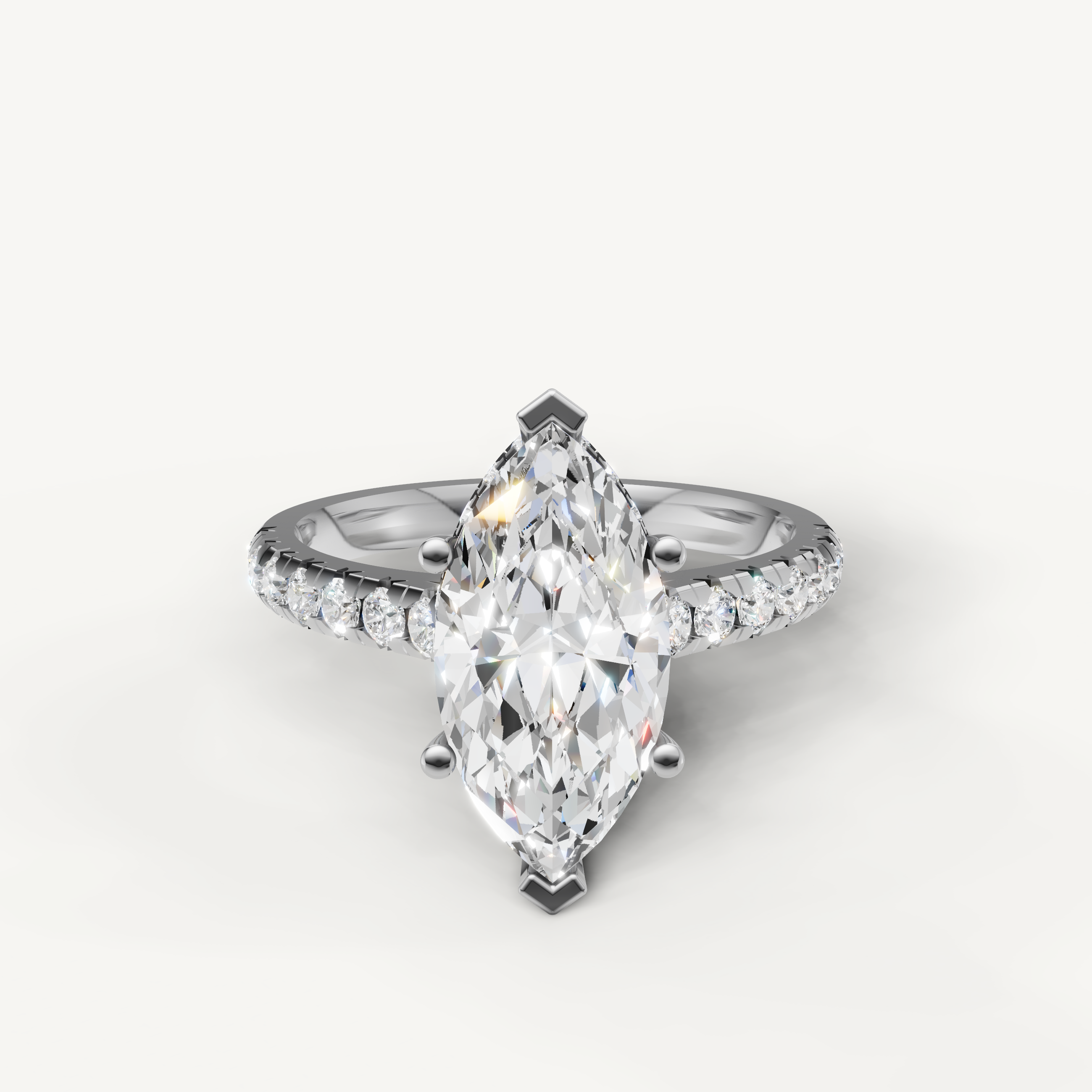 Marquise Cut Lab Grown Diamond Engagement Ring in 14K White Gold – Raul Diamonds