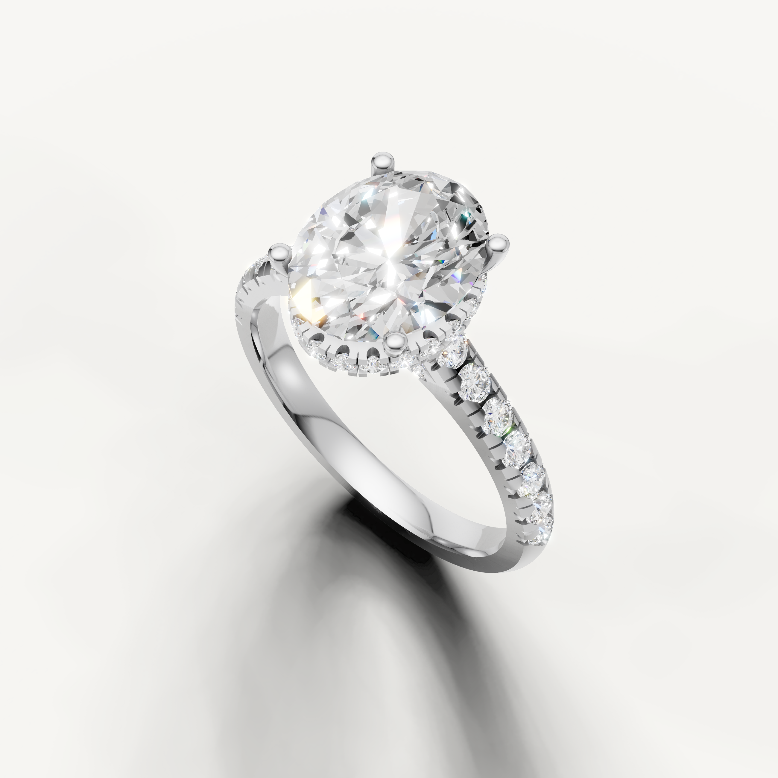 Classic Oval Cut Lab Grown Diamond Ring with Diamond Band – Raul Diamonds