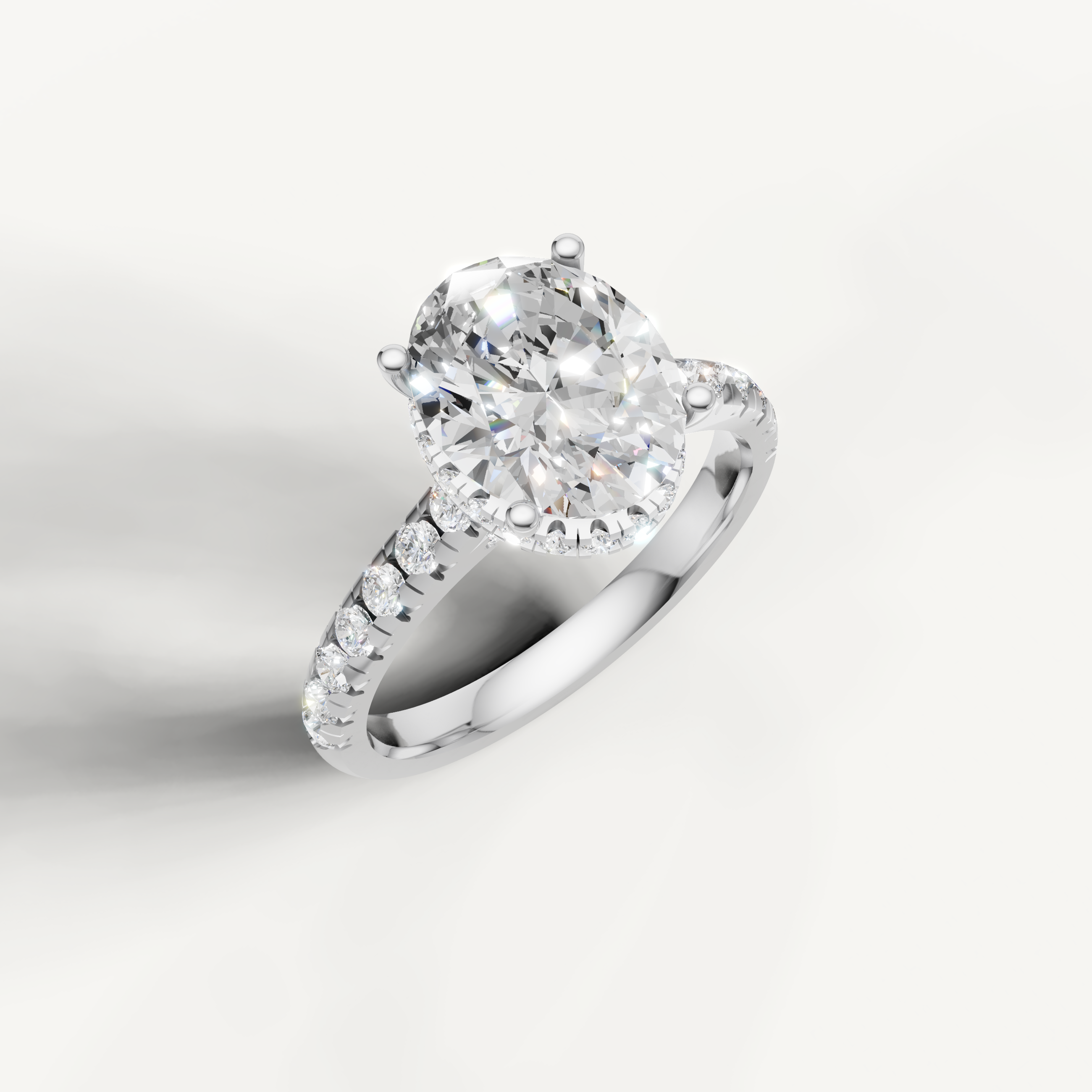 14K White Gold Oval Lab Diamond Pavé Band Ring for Women – Raul Diamonds