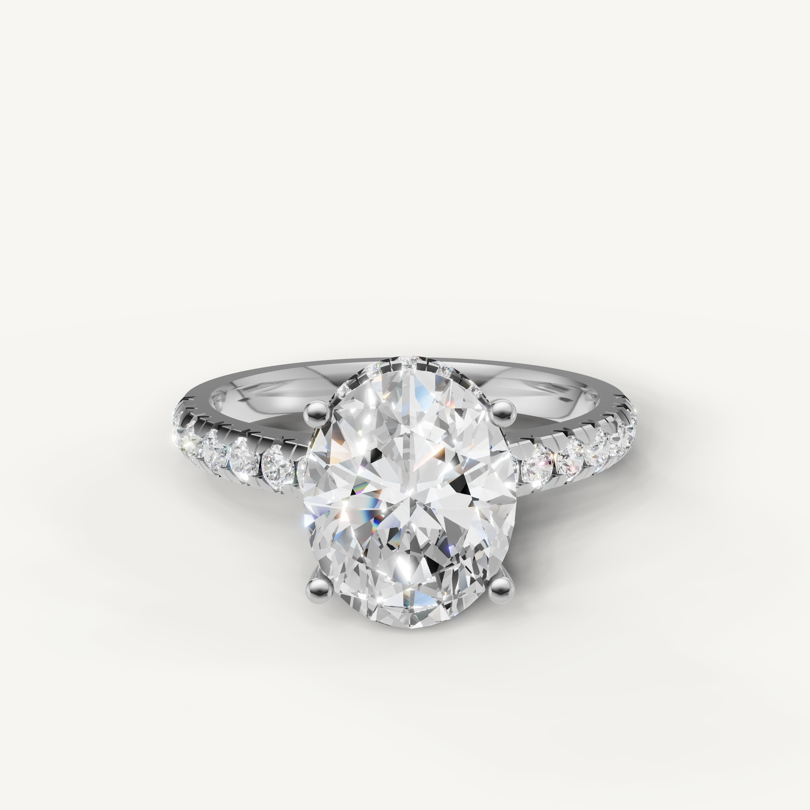 Oval Cut Lab Grown Diamond Engagement Ring in 14K White Gold – Raul Diamonds