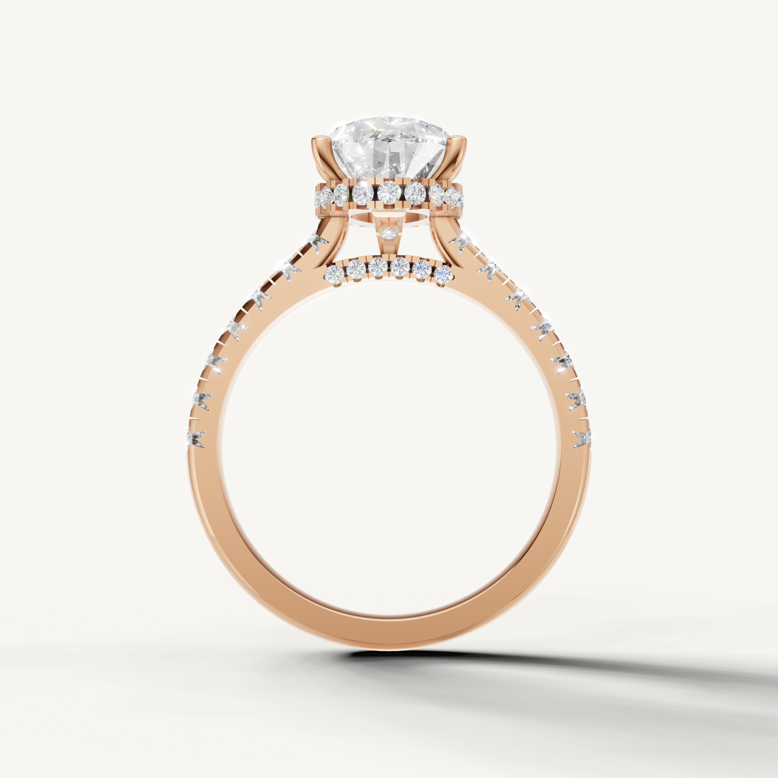 14K Rose Gold Pear Engagement Ring with Diamond Pavé Setting – Raul Diamonds
