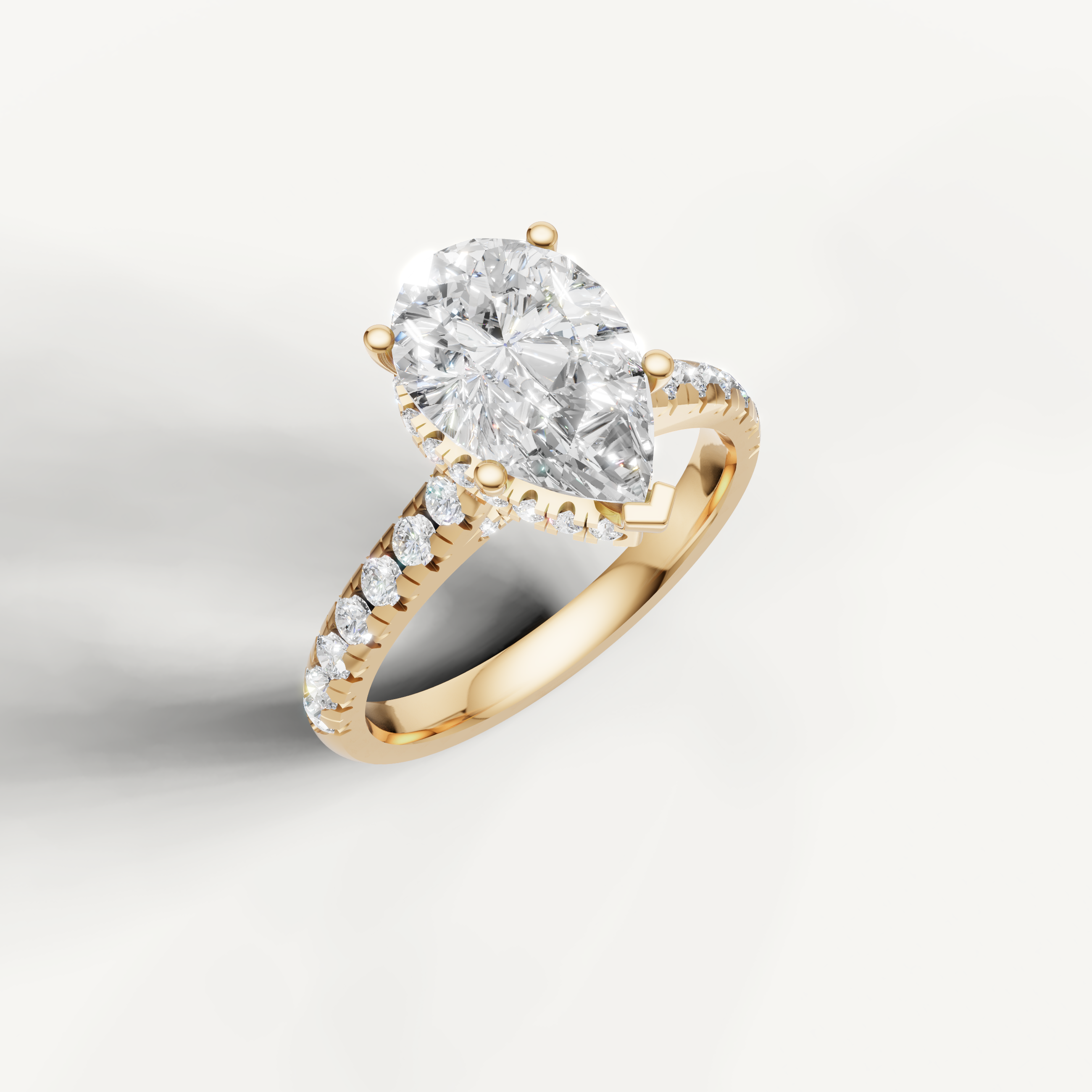 14K Yellow Gold Pear Lab Diamond Pavé Band Ring – Raul Diamonds