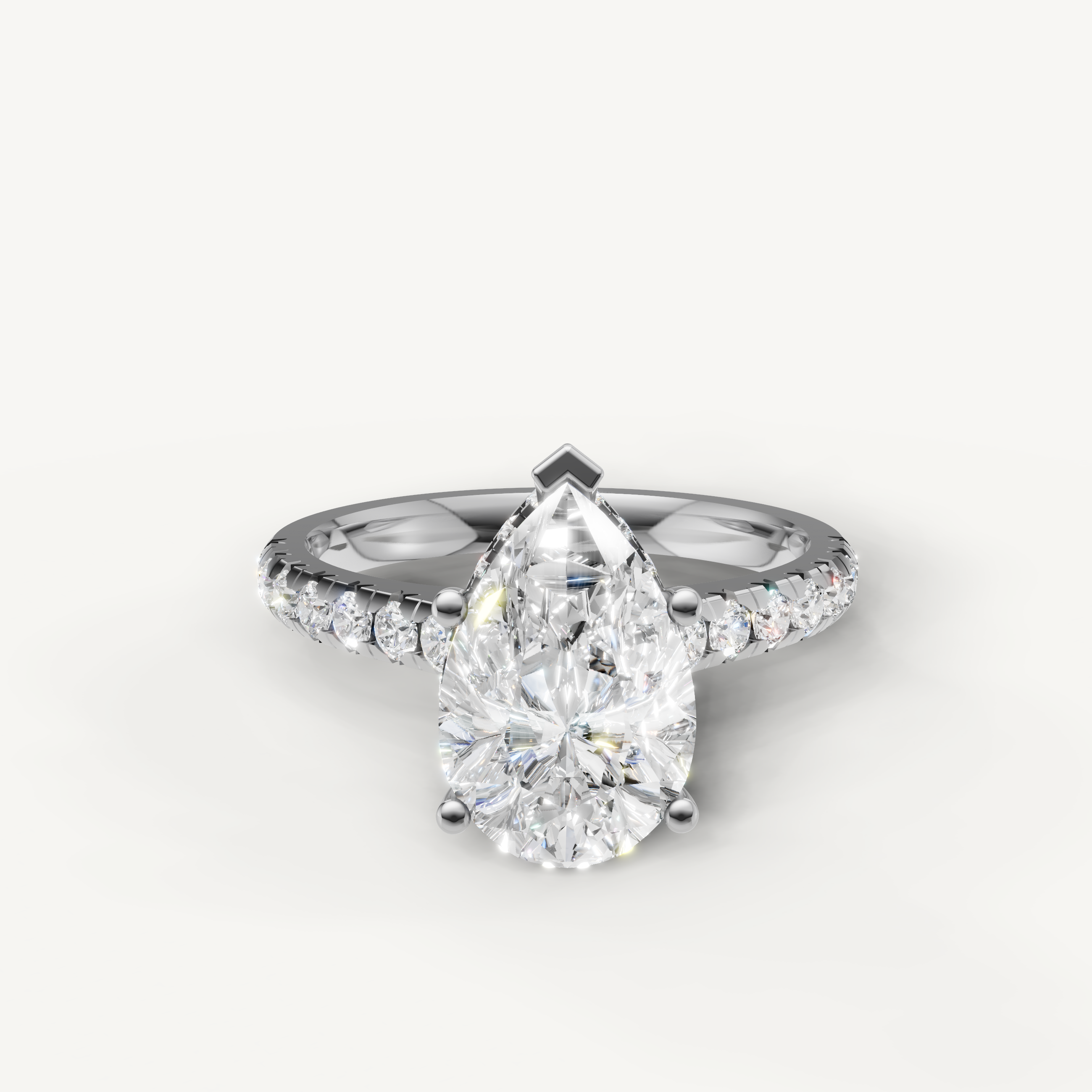 Pear Cut Lab Grown Diamond Engagement Ring in 14K White Gold – Raul Diamonds