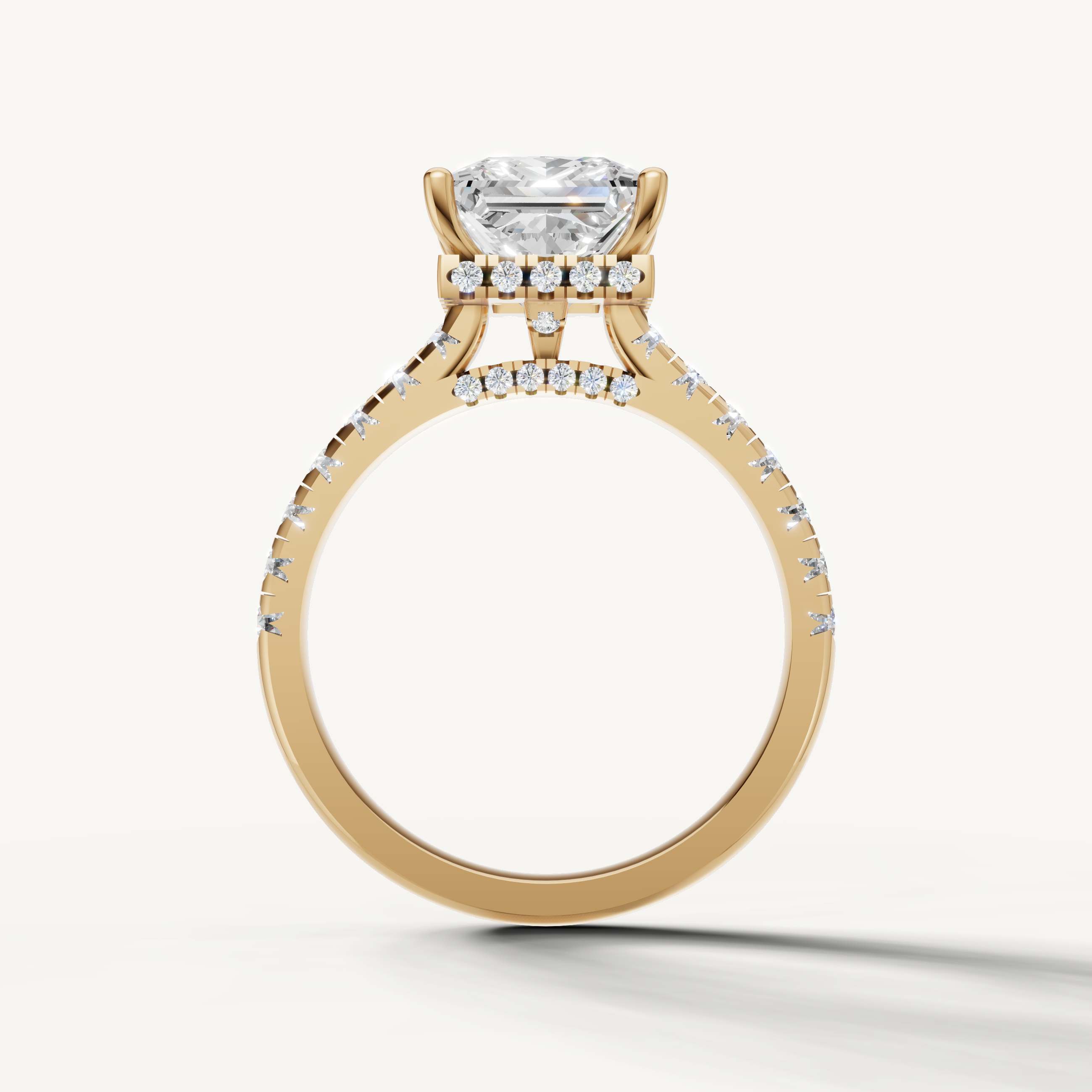 Luxury Princess Cut Lab Diamond Engagement Ring with Diamond Band – Raul Diamonds