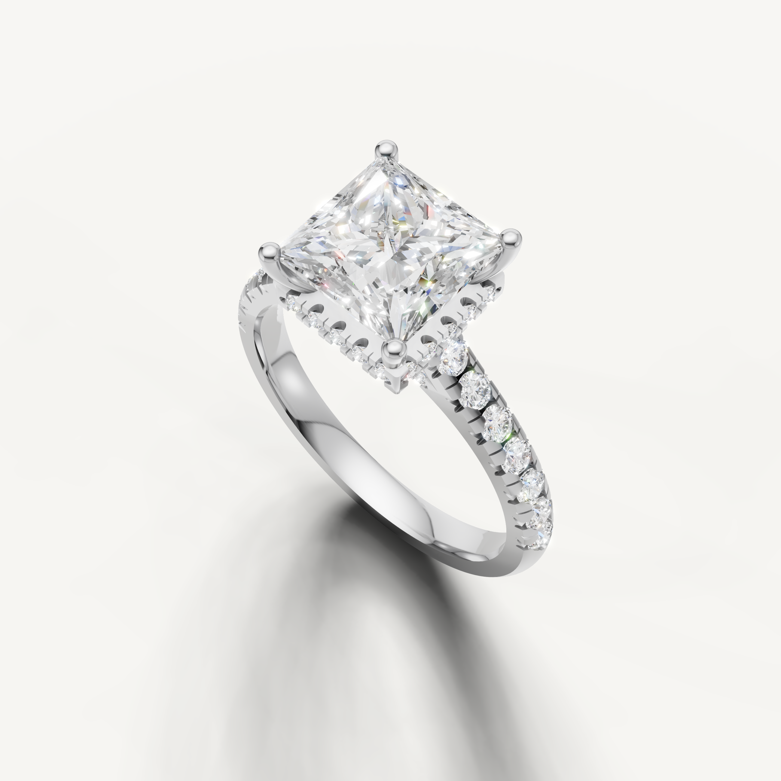 Classic Princess Cut Lab Grown Diamond Ring with Diamond Band – Raul Diamonds