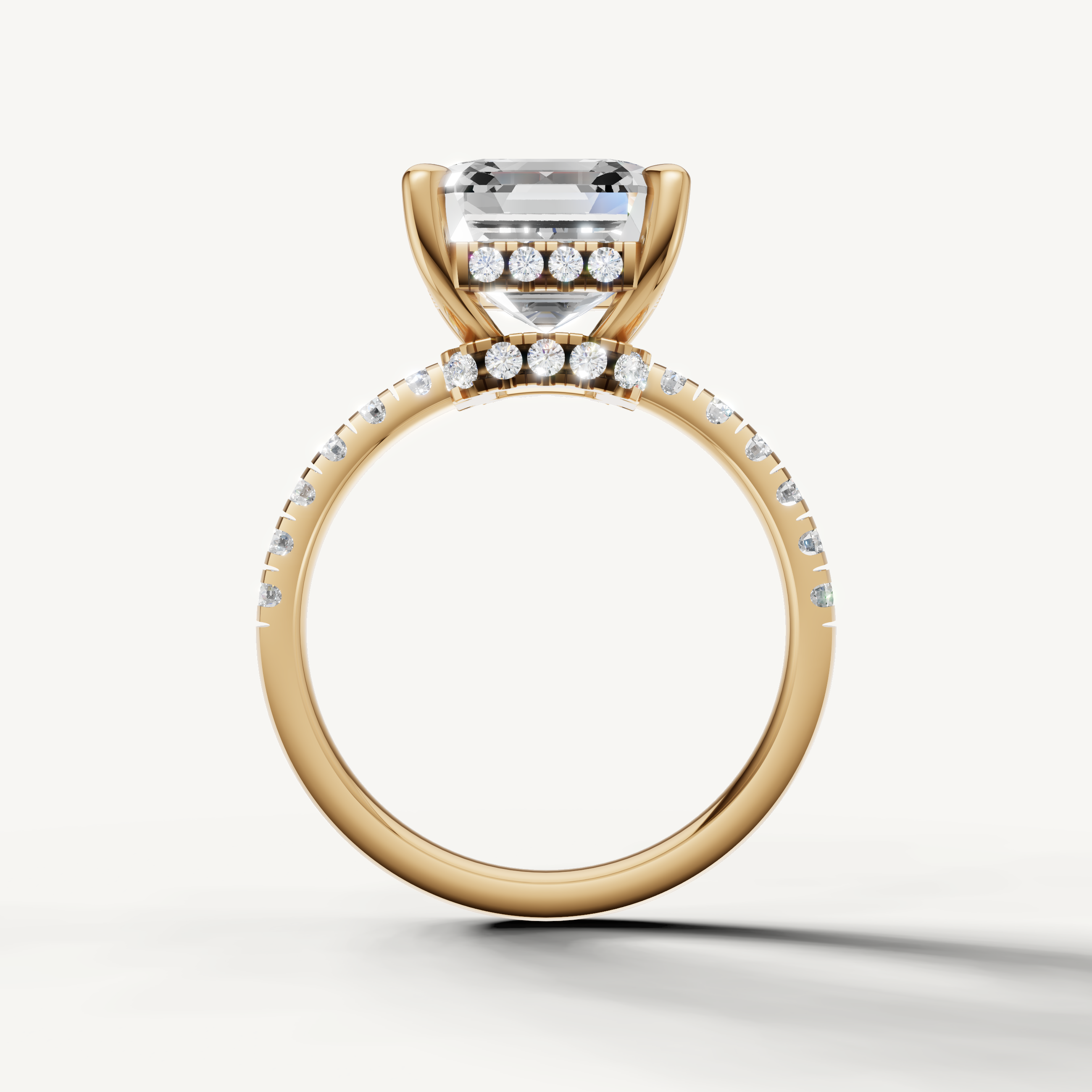 Vintage Inspired Asscher Lab Grown Diamond Ring in Yellow Gold – Raul Diamonds