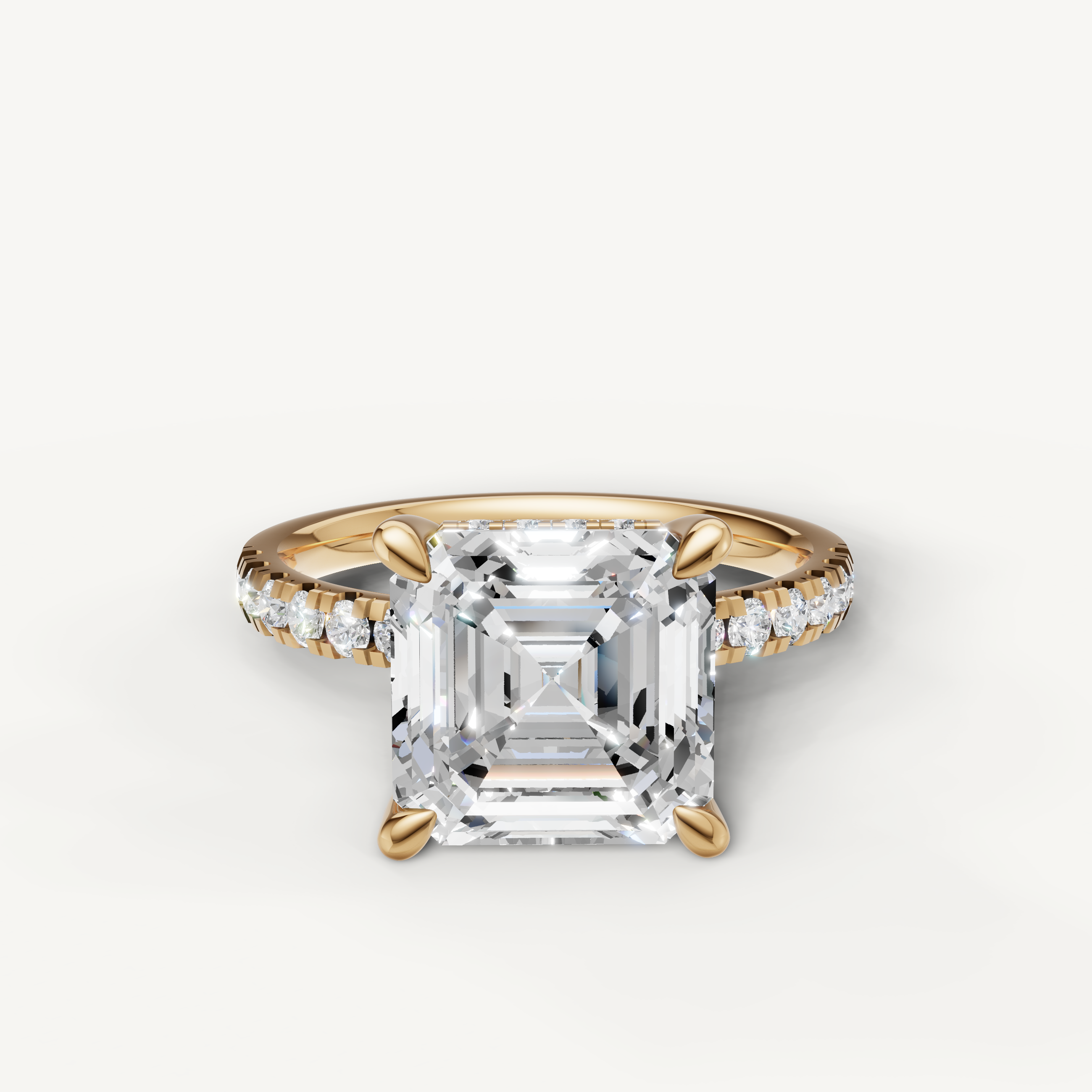 Asscher Cut Lab Grown Diamond Engagement Ring in 14K Yellow Gold – Raul Diamonds