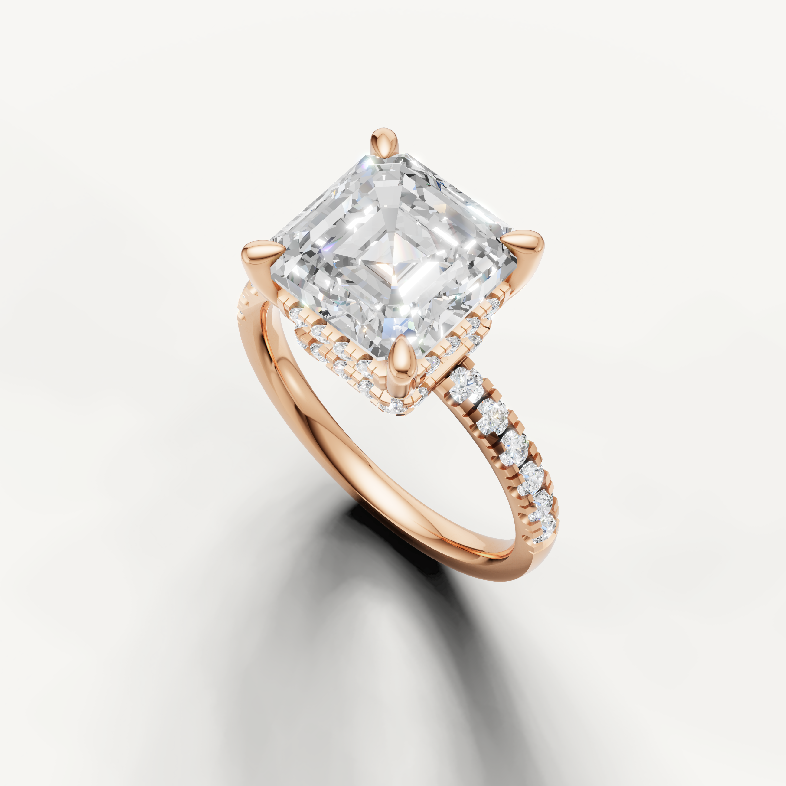Elegant Asscher Cut Lab Diamond Ring in Rose Gold – Raul Diamonds