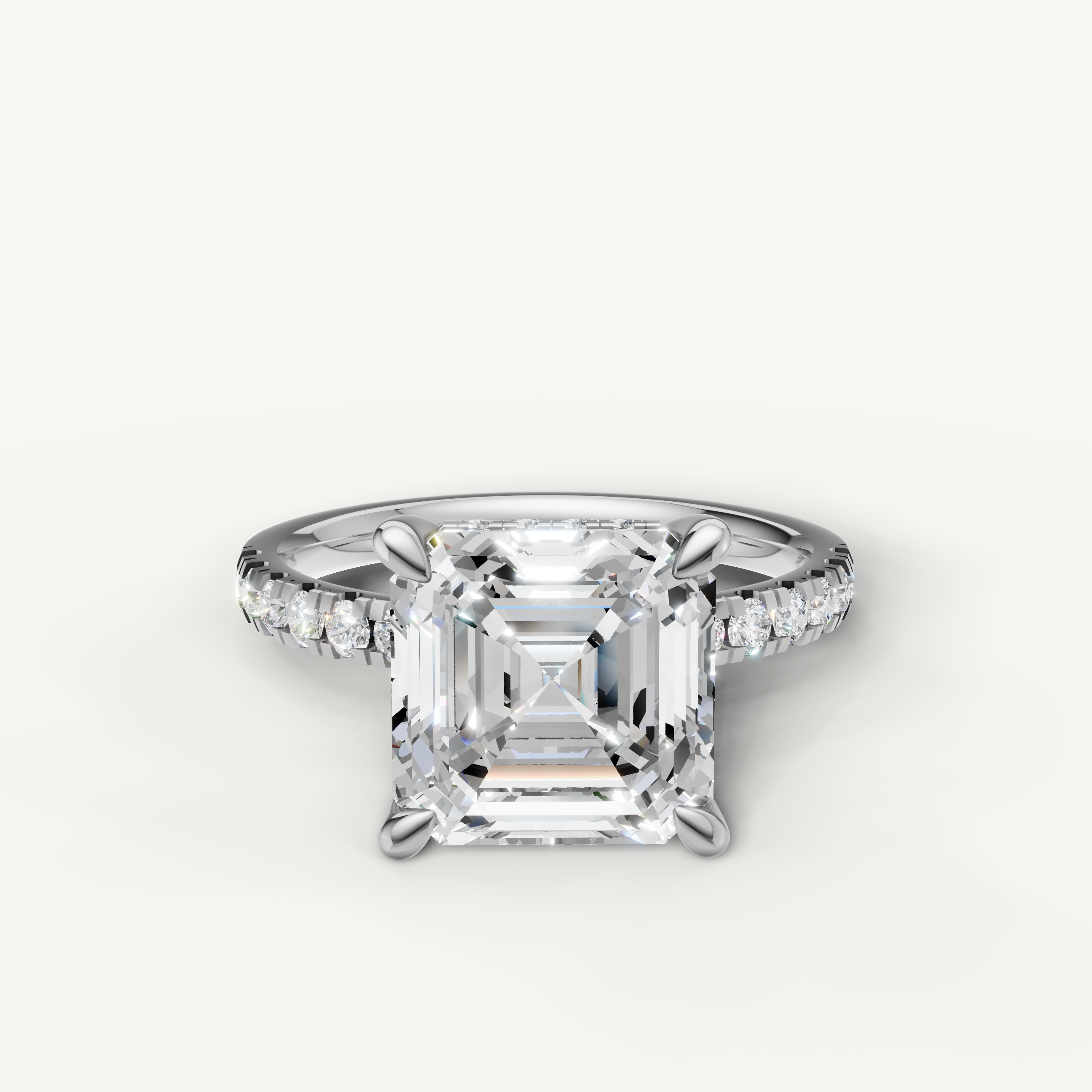 Asscher Cut Lab Grown Diamond Engagement Ring in 14K White Gold – Raul Diamonds