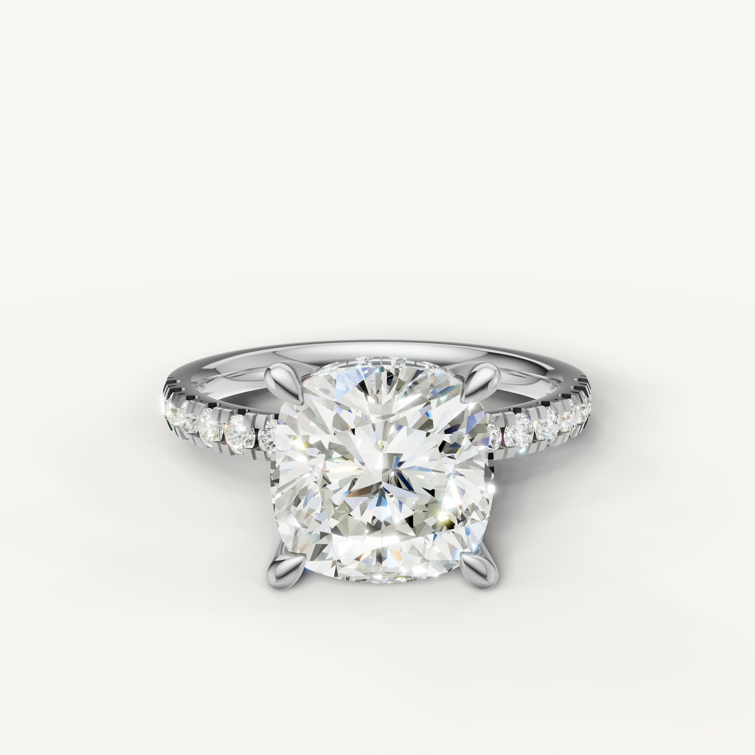 Cushion Cut Lab Grown Diamond Engagement Ring in 14K White Gold – Raul Diamonds