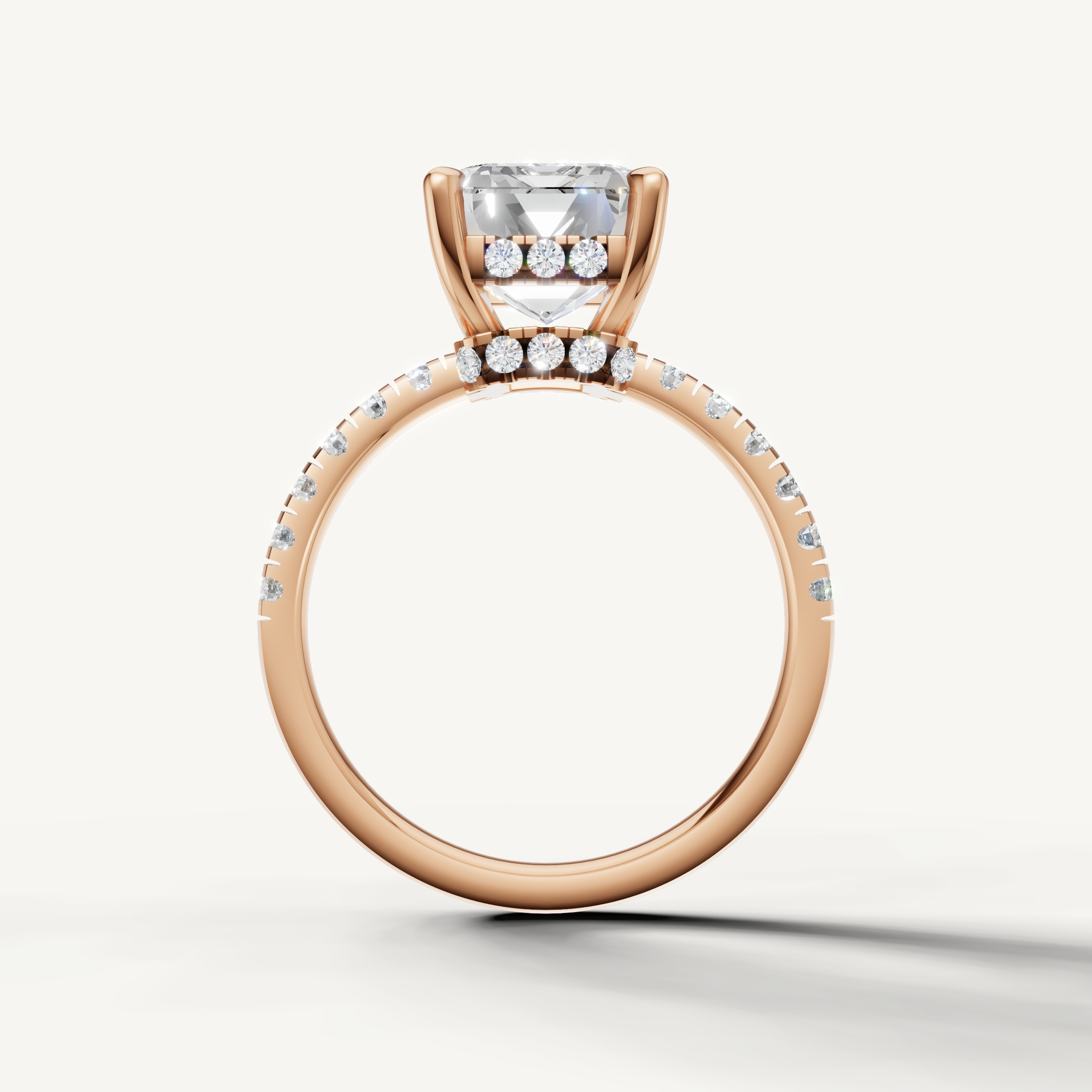 Rose Gold Emerald Diamond Engagement Ring with Hidden Halo – Raul Diamonds