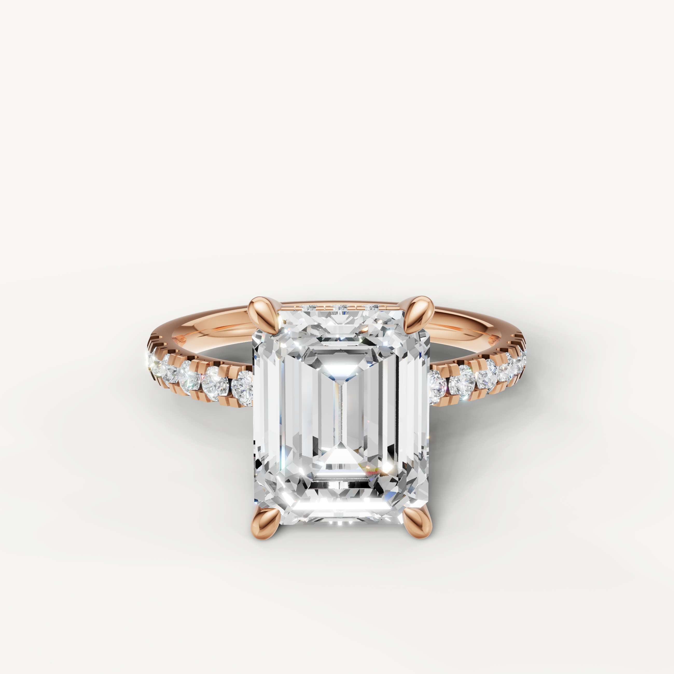 Emerald Cut Lab Grown Diamond Engagement Ring in 14K Rose Gold – Raul Diamonds