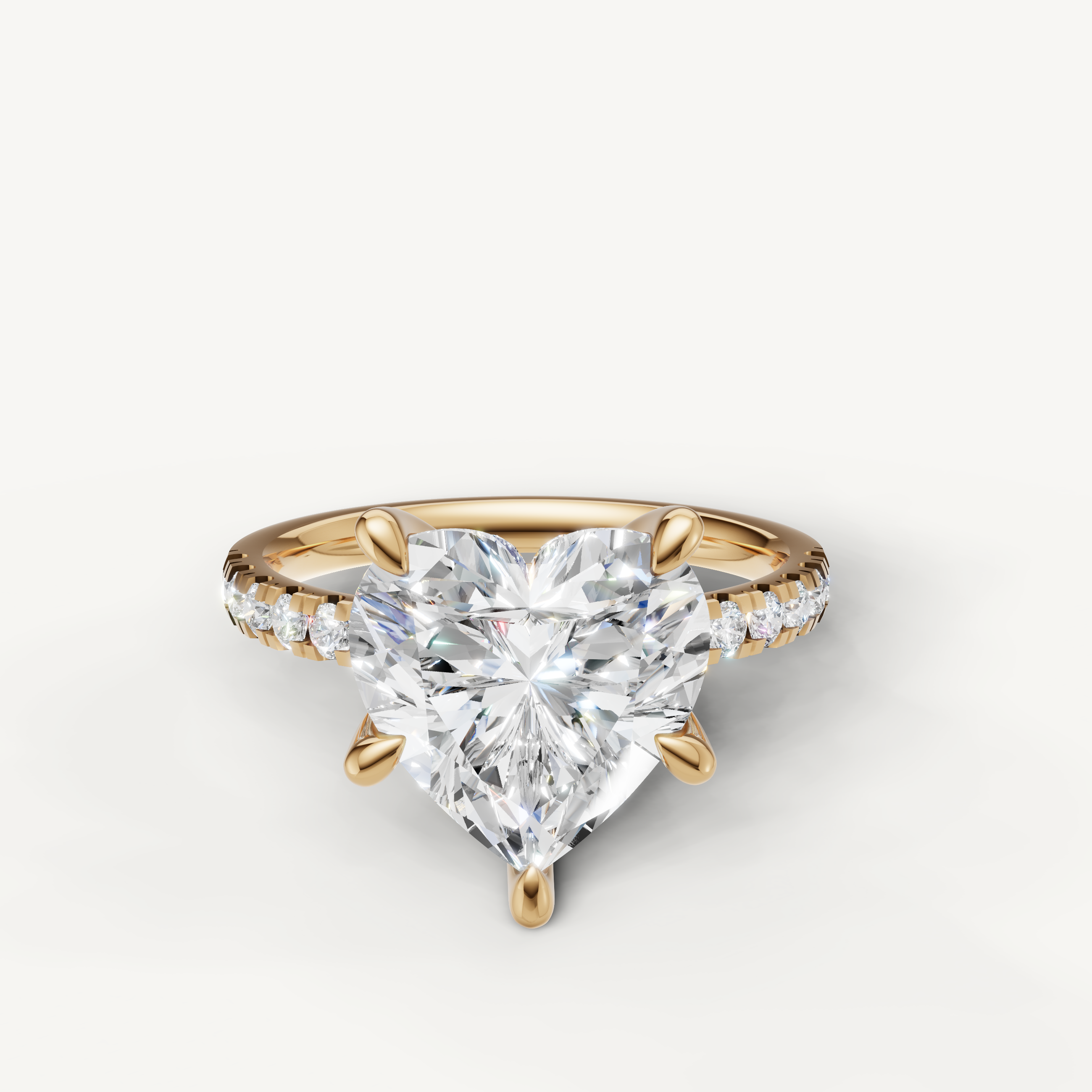 Heart Shape Lab Grown Diamond Engagement Ring in 14K Yellow Gold – Raul Diamonds