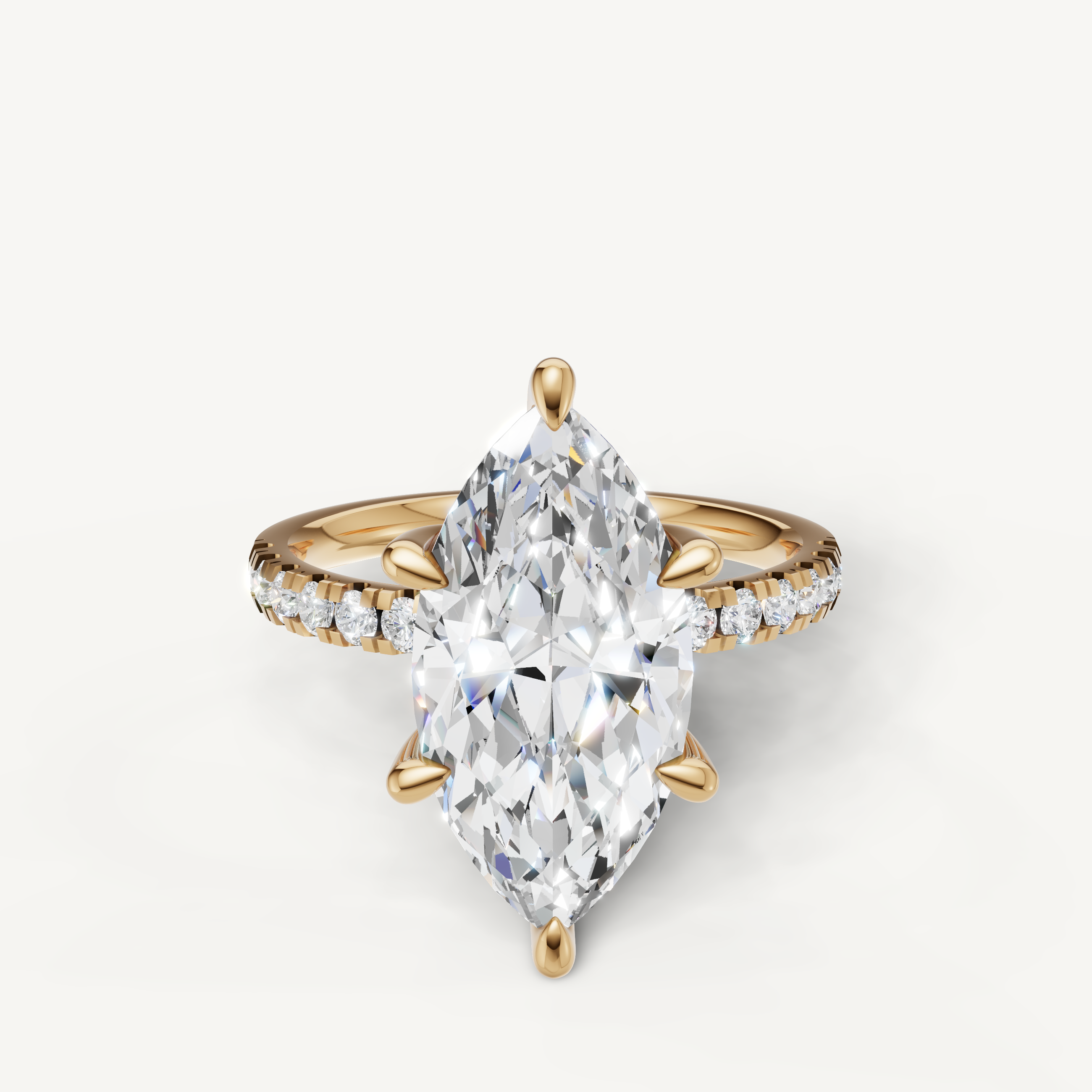 Marquise Cut Lab Grown Diamond Engagement Ring in 14K Yellow Gold – Raul Diamonds
