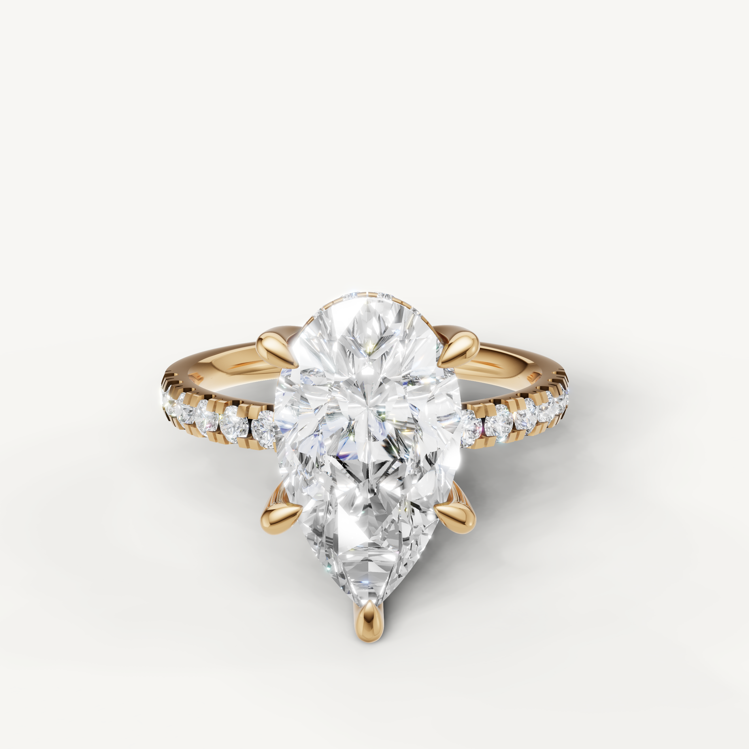 Pear Cut Lab Grown Diamond Engagement Ring in 14K Yellow Gold – Raul Diamonds