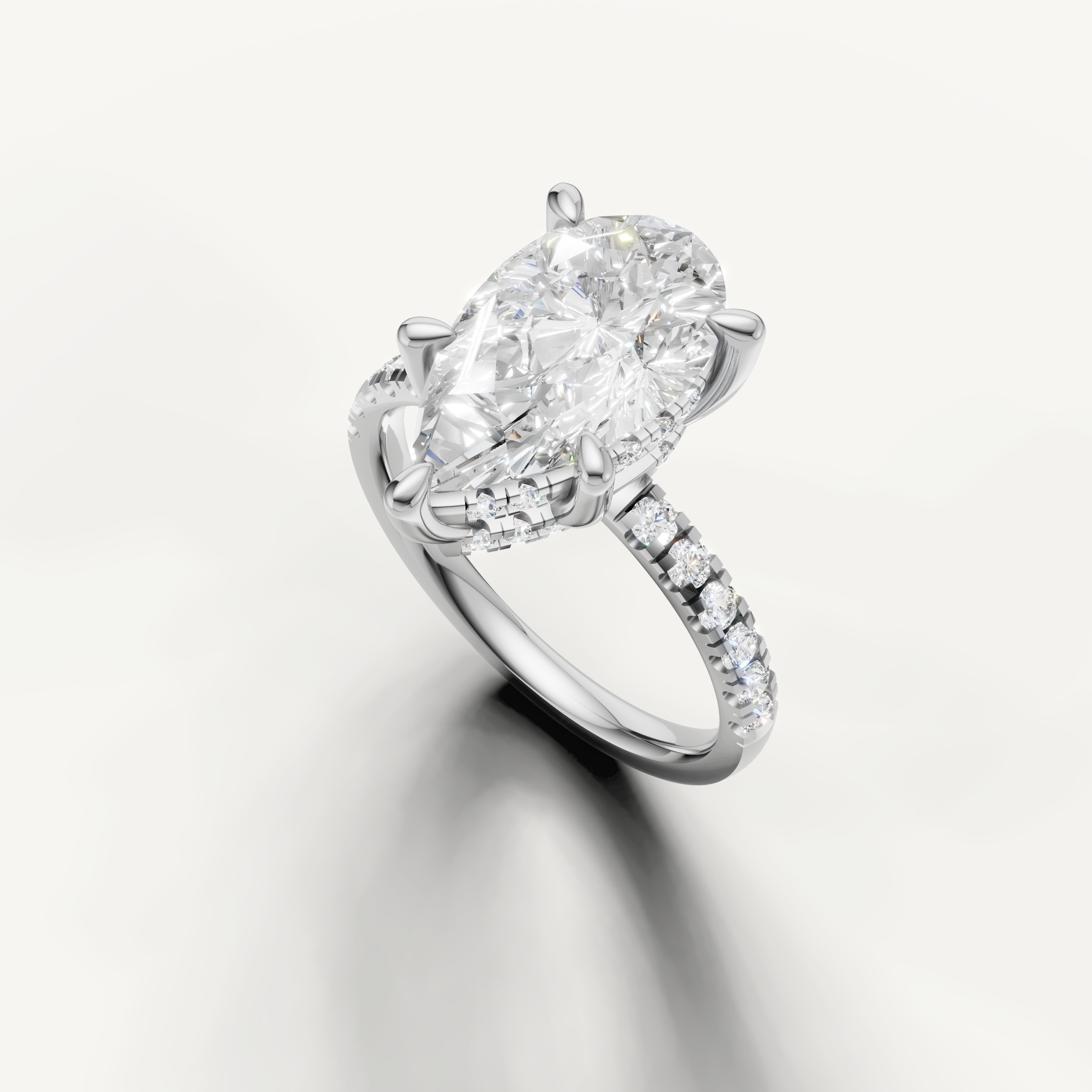 14K White Gold Pear Cut Diamond Engagement Ring for Women – Raul Diamonds