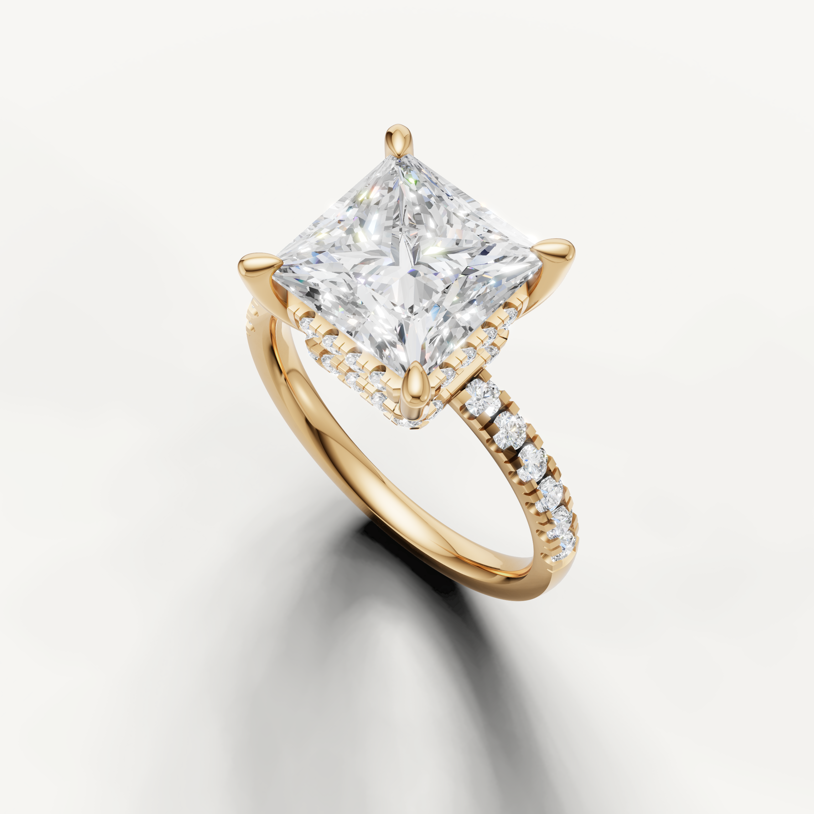 Yellow Gold Princess Cut Diamond Solitaire Engagement Ring – Raul Diamonds