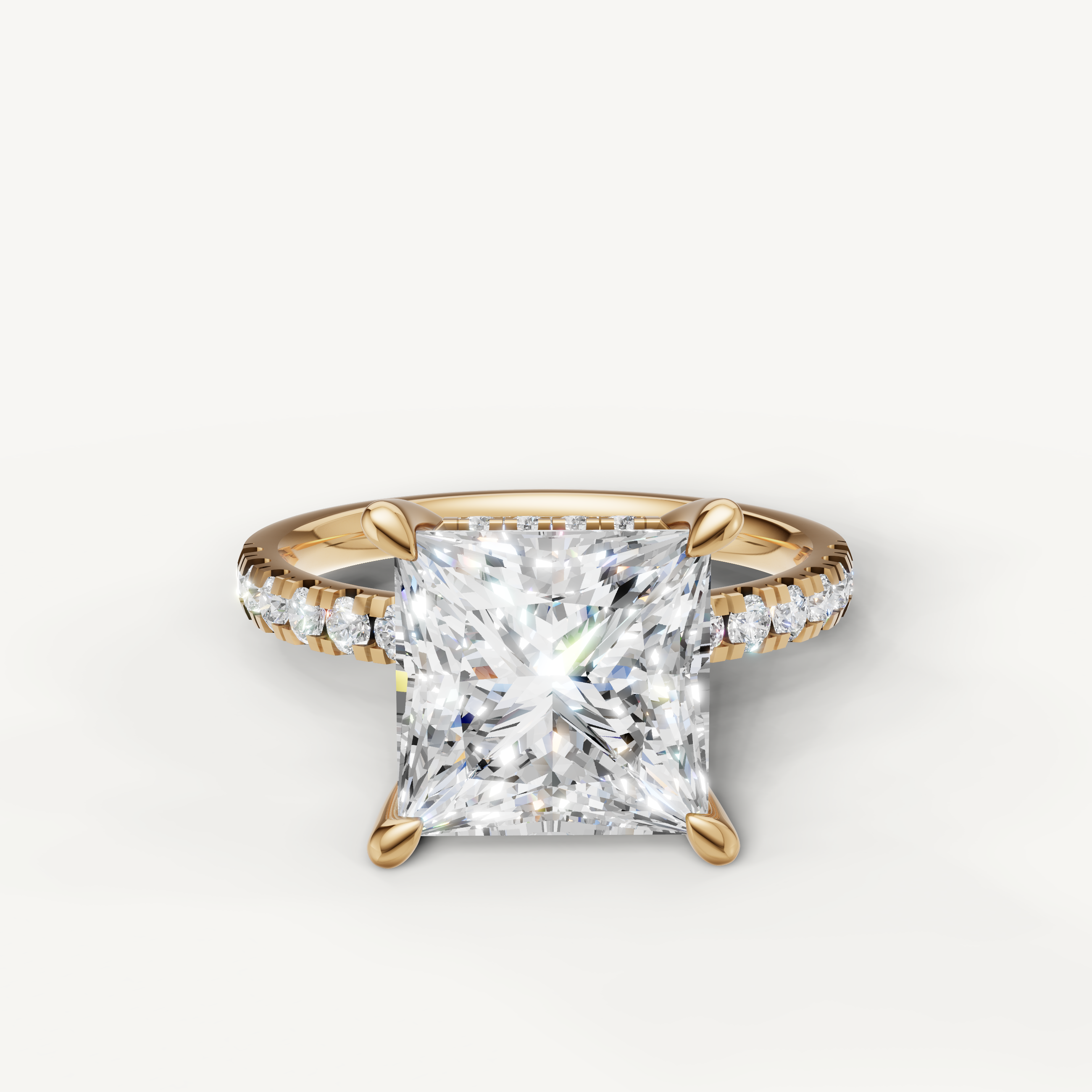 Princess Cut Lab Grown Diamond Engagement Ring in 14K Yellow Gold – Raul Diamonds