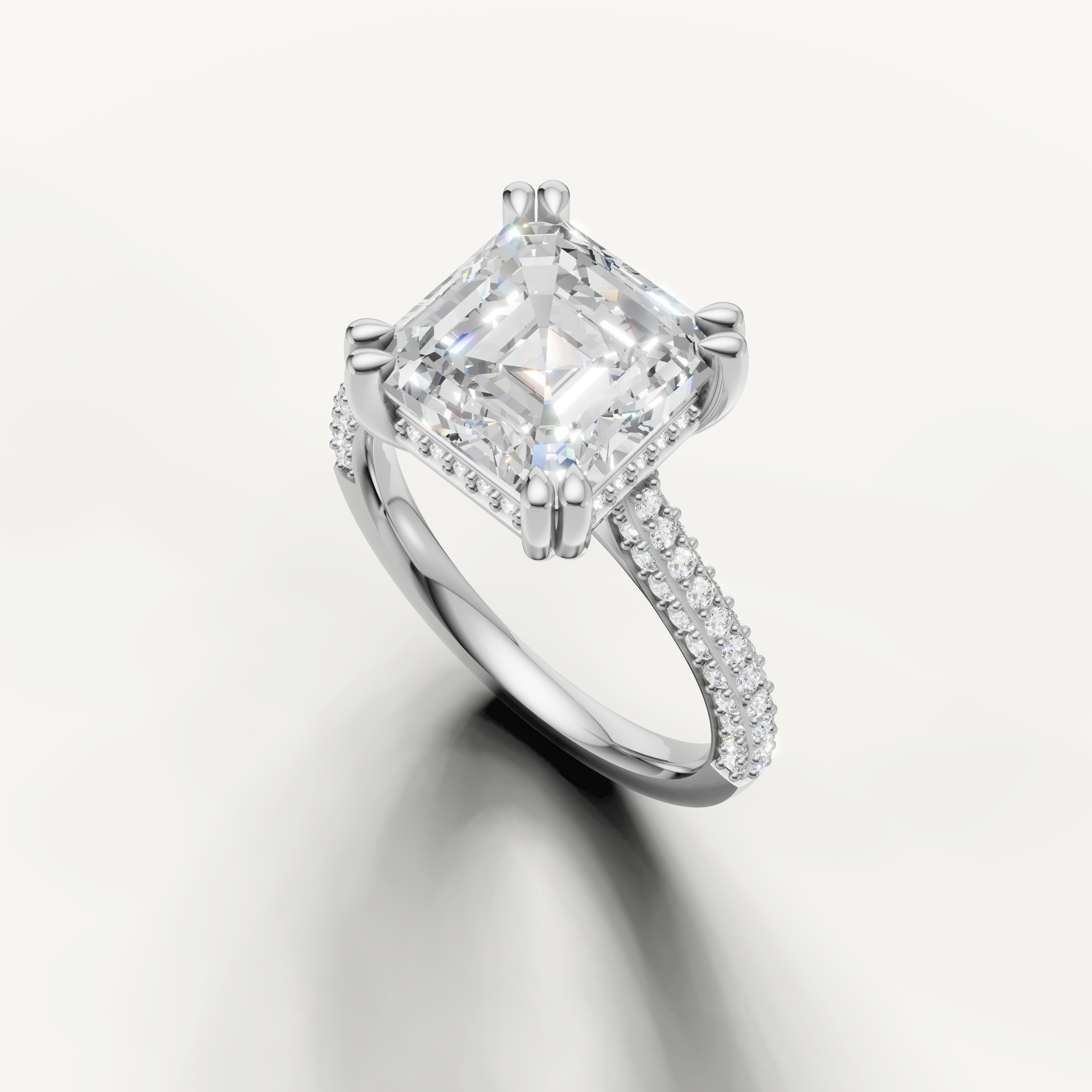14K White Gold Asscher Cut Diamond Engagement Ring for Women – Raul Diamonds