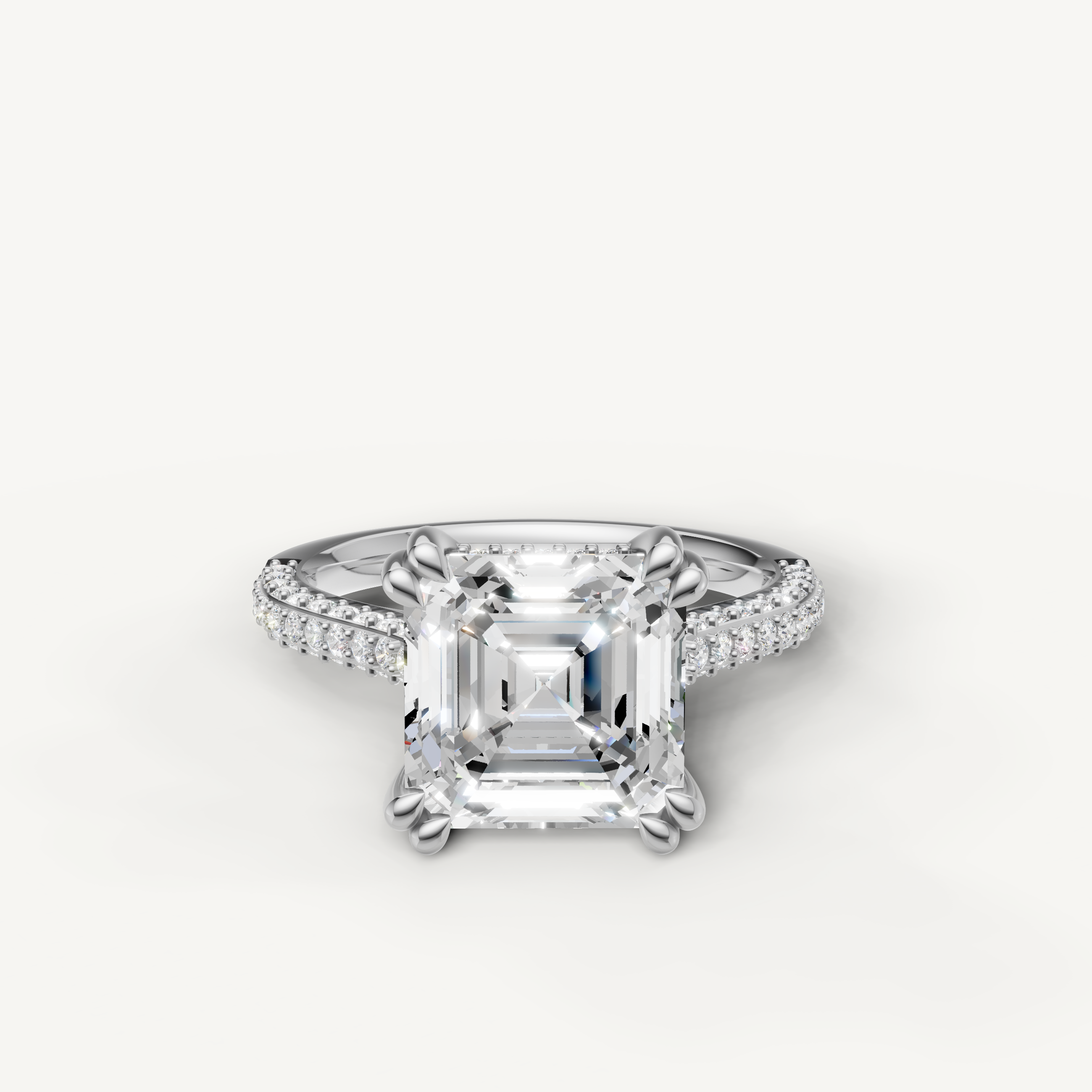 Asscher Cut Lab Grown Diamond Engagement Ring in 14K White Gold – Raul Diamonds