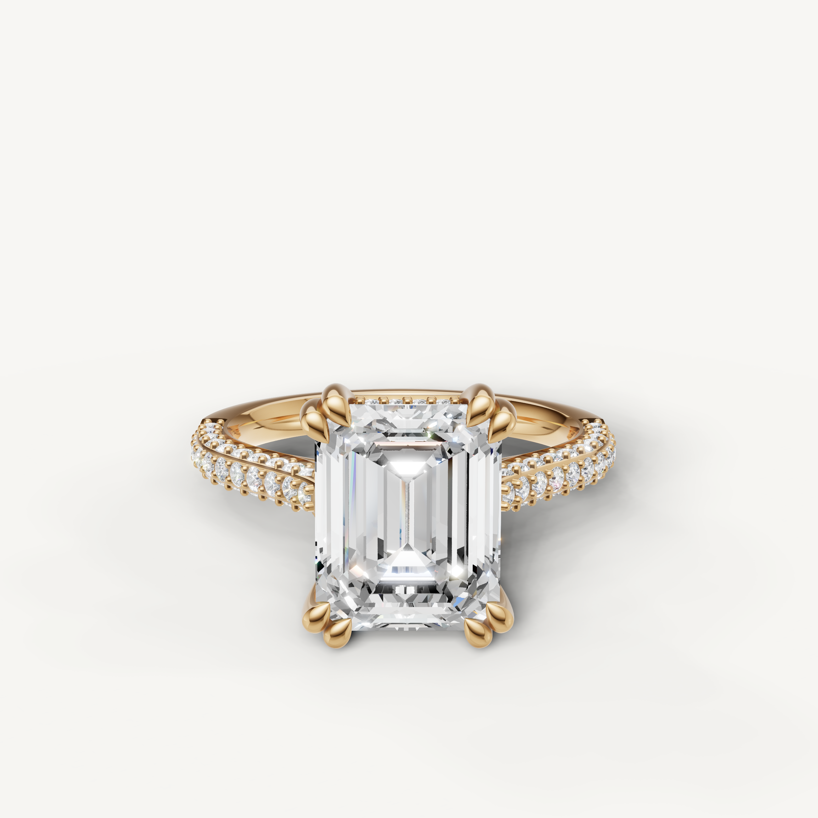 Emerald Cut Lab Grown Diamond Engagement Ring in 14K Yellow Gold – Raul Diamonds
