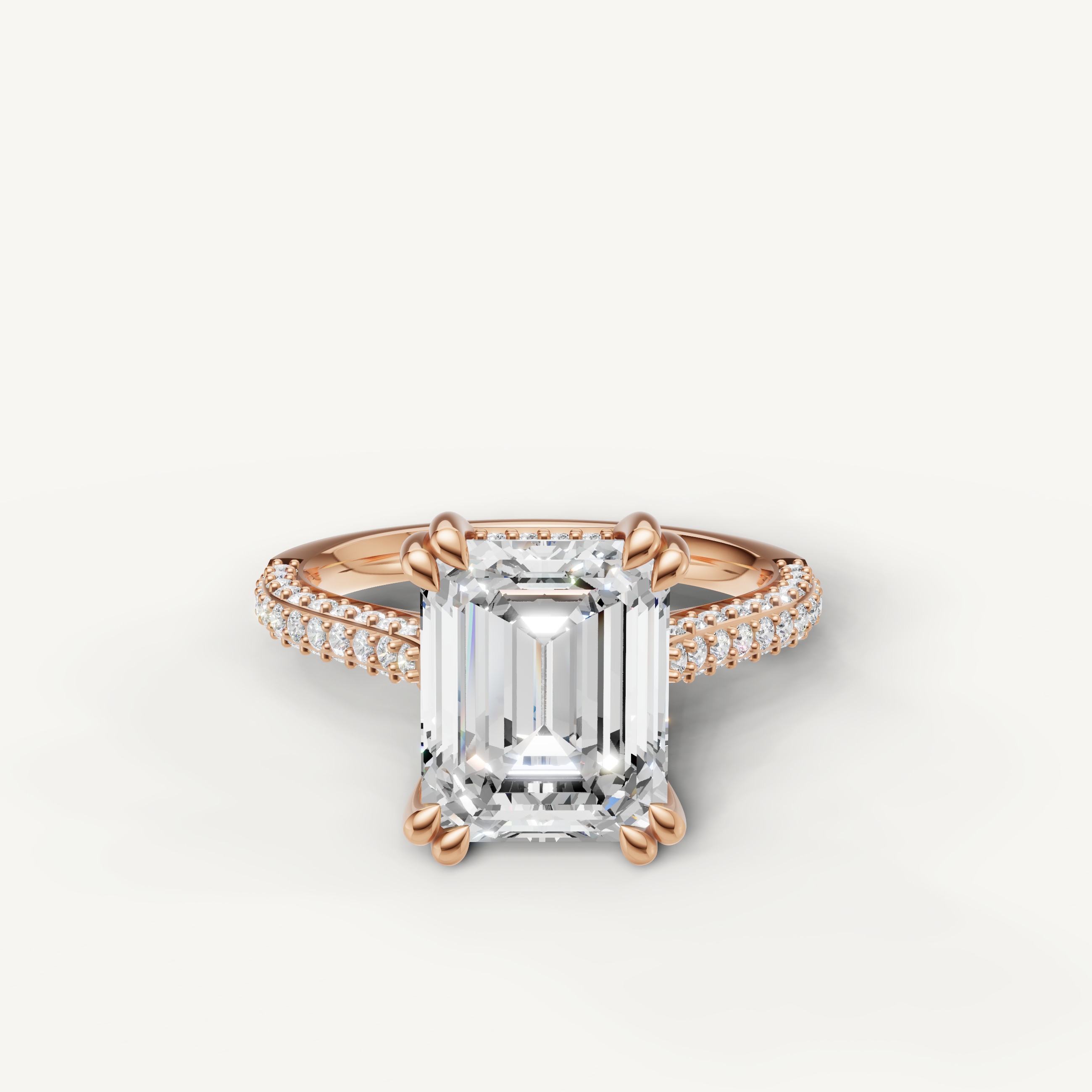 Emerald Cut Lab Grown Diamond Engagement Ring in 14K Rose Gold – Raul Diamonds