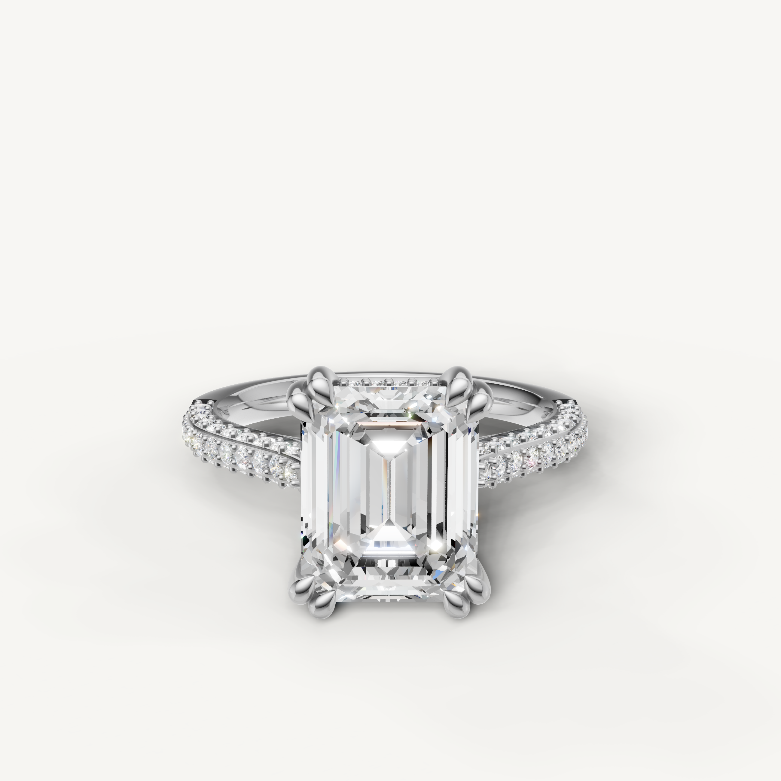 Emerald Cut Lab Grown Diamond Engagement Ring in 14K White Gold – Raul Diamonds