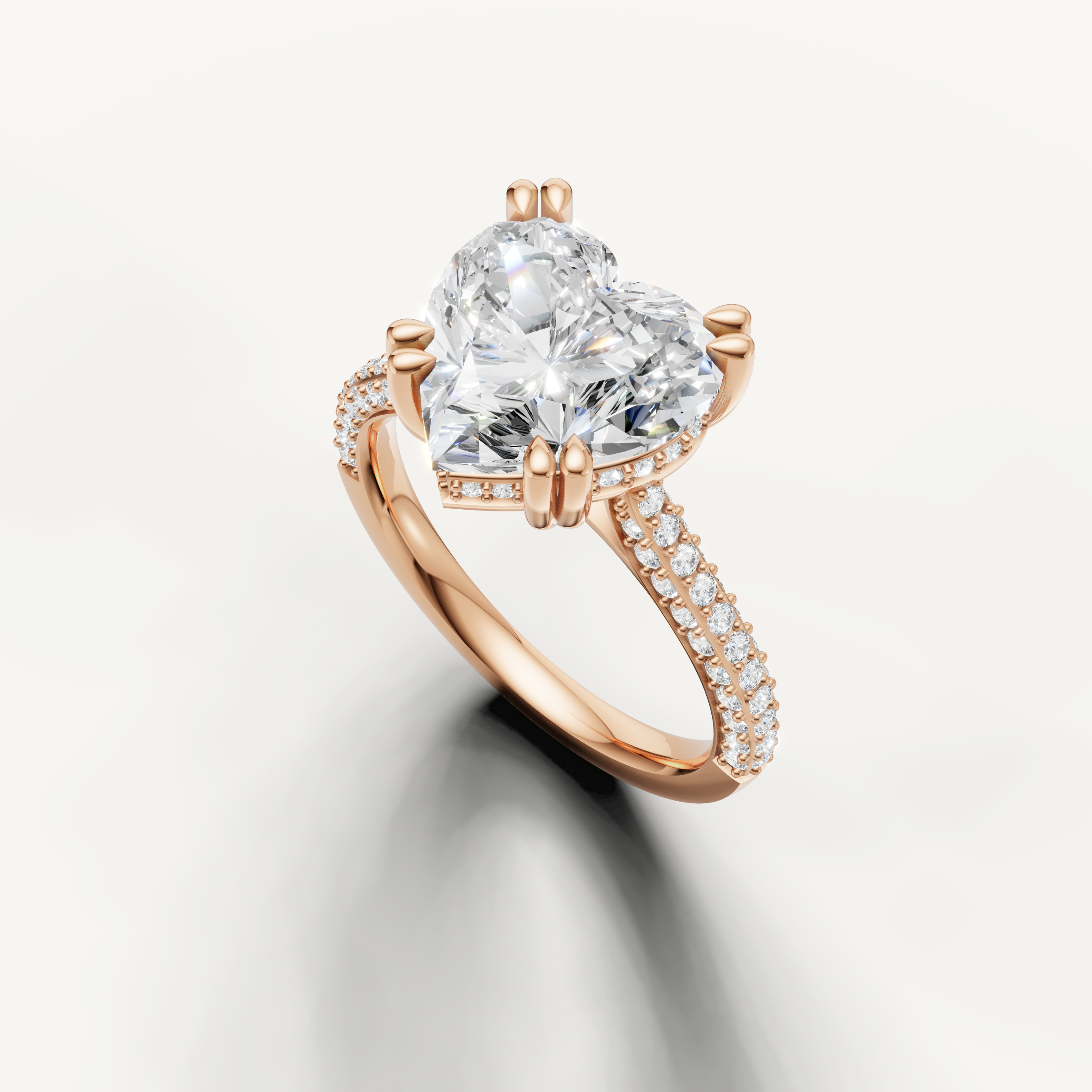 Rose Gold Heart Lab Grown Diamond Solitaire Ring – Raul Diamonds