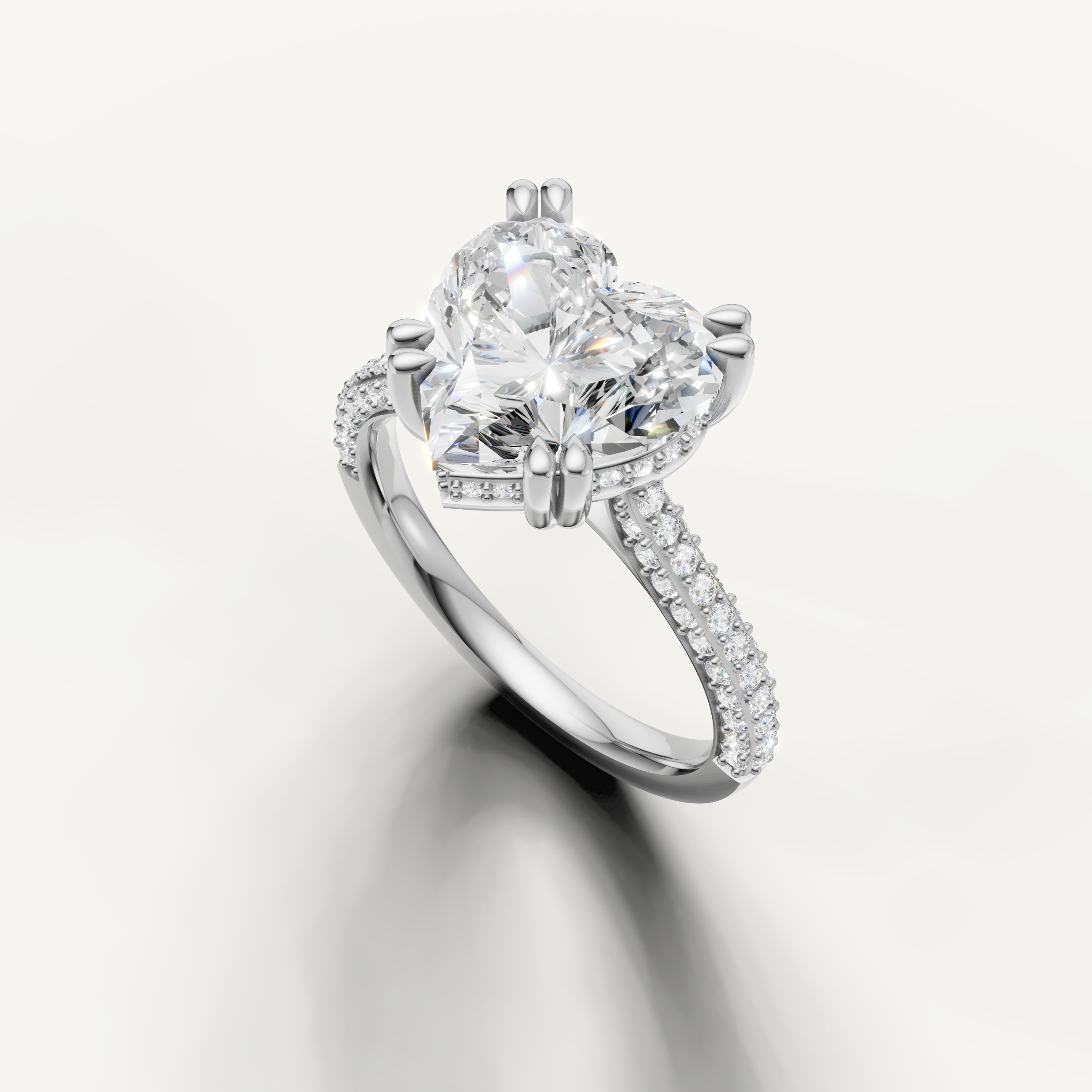 14K White Gold Heart Shaped Diamond Engagement Ring for Women – Raul Diamonds