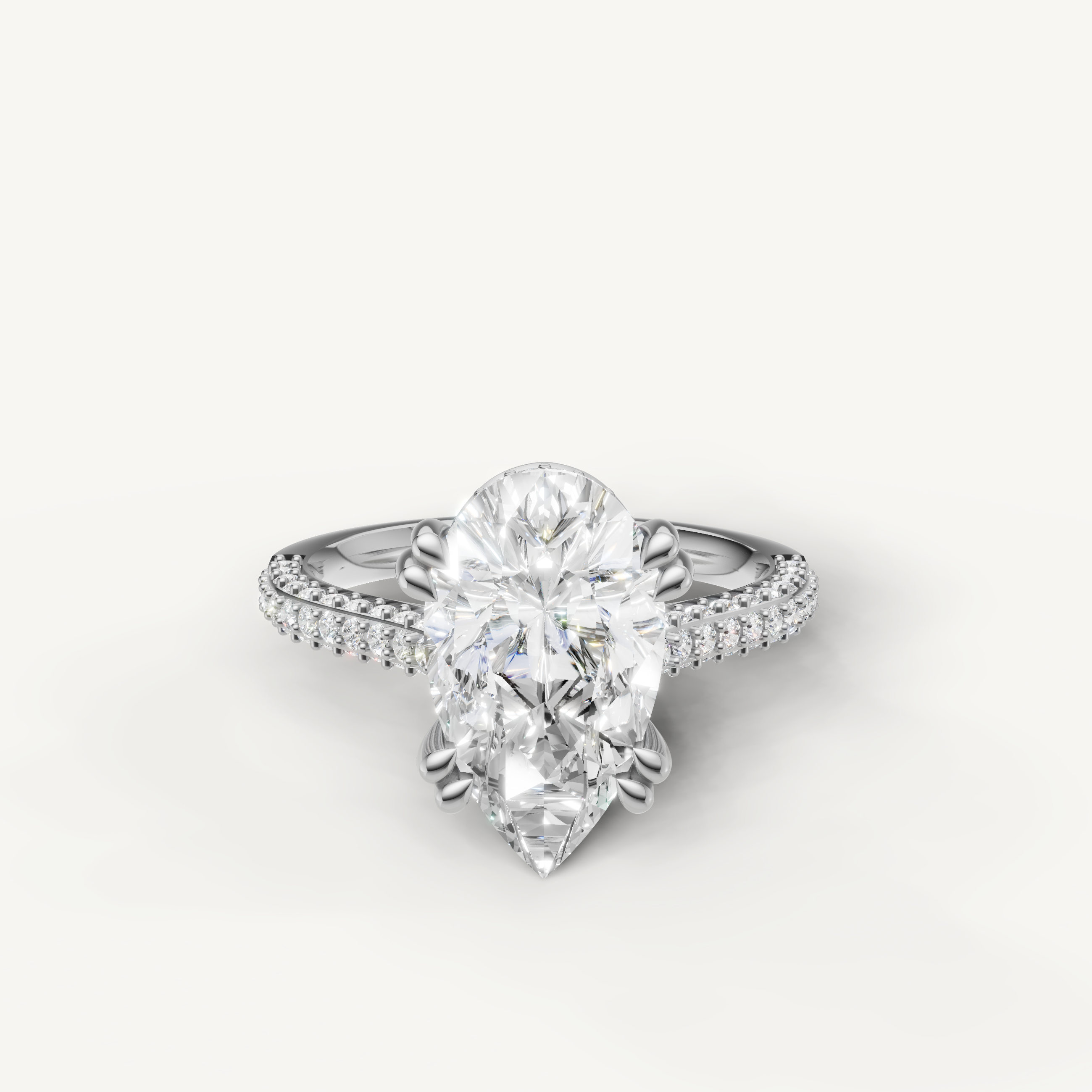 Pear Shape Lab Grown Diamond Engagement Ring in 14K White Gold – Raul Diamonds