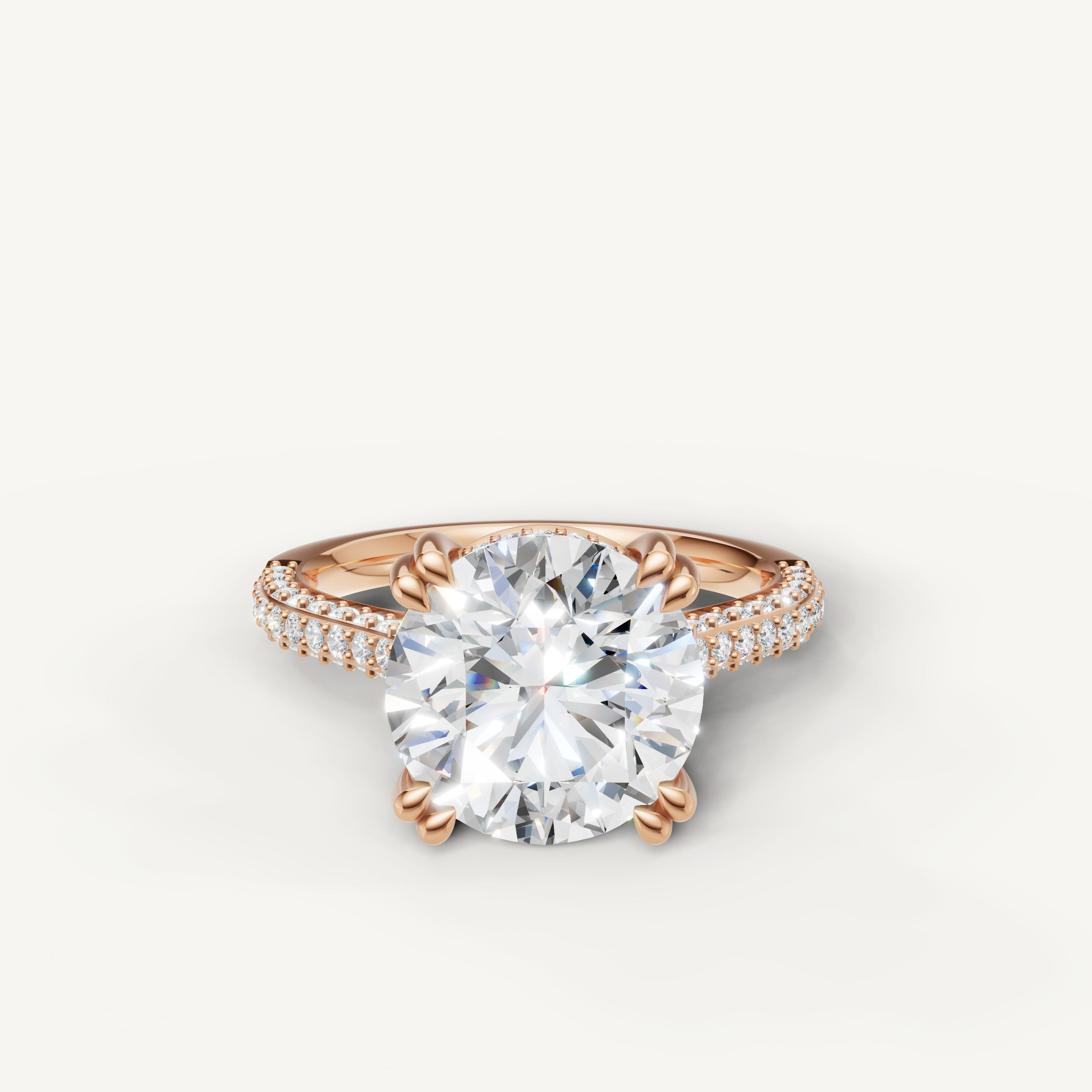 Round Lab Grown Diamond Engagement Ring in 14K Rose Gold – Raul Diamonds