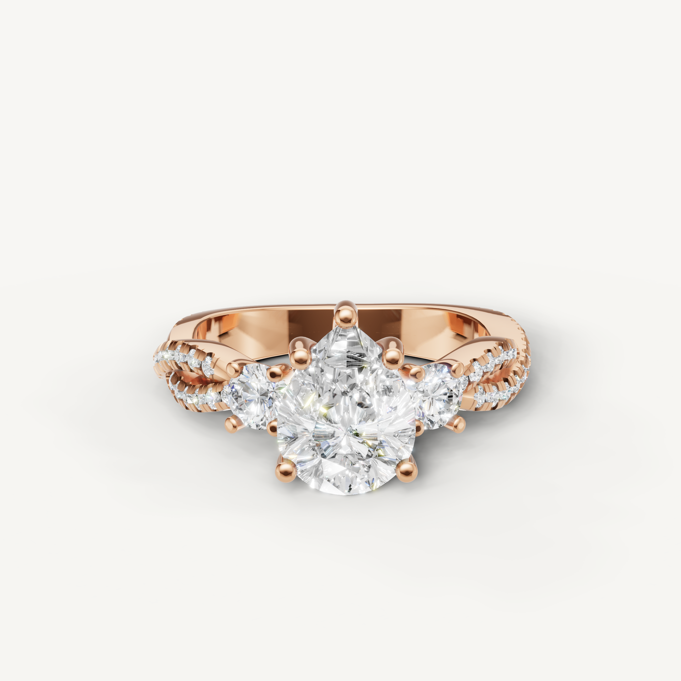 Pear Three Stone Lab Grown Diamond Ring in 14K Rose Gold – Raul Diamonds