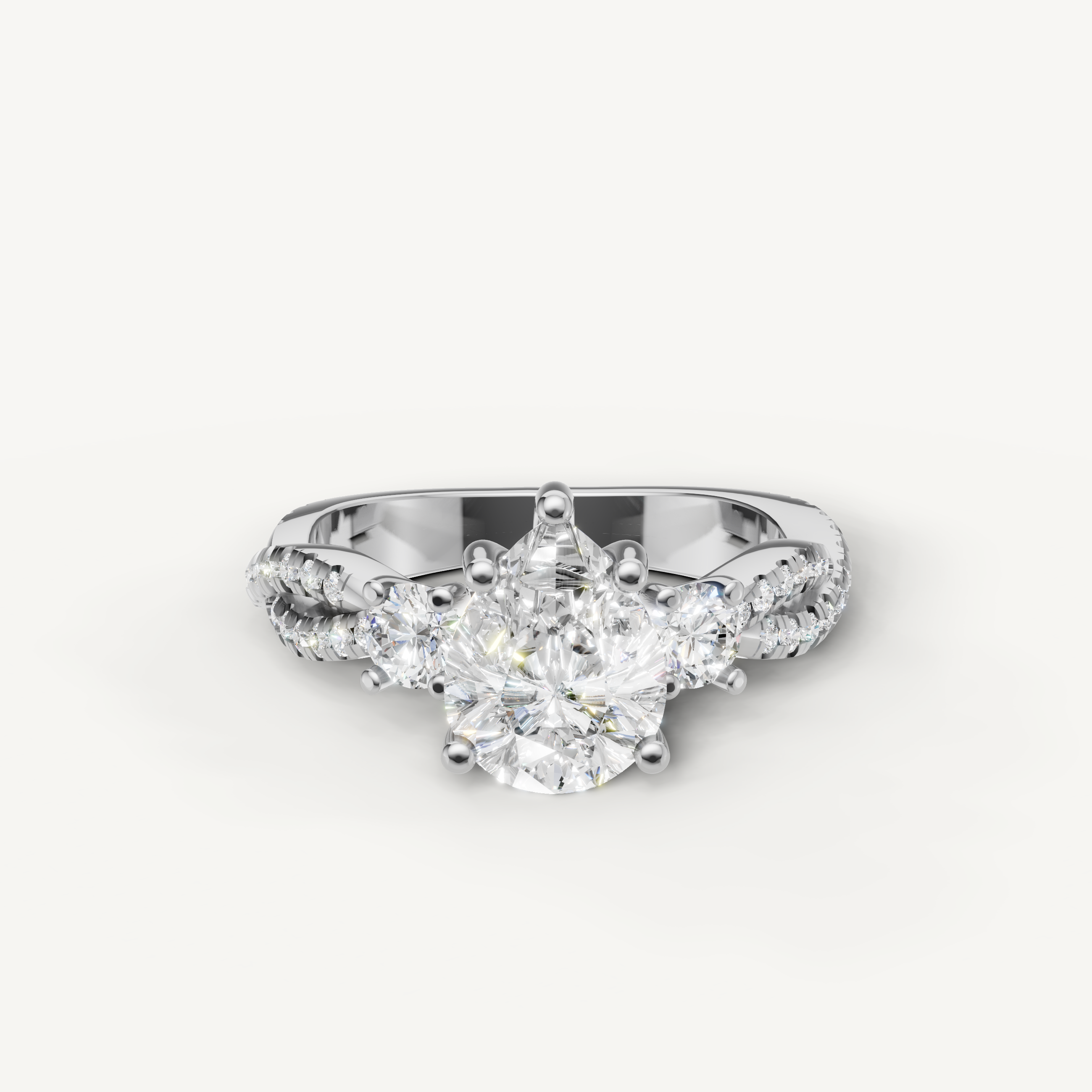 Pear Three Stone Lab Grown Diamond Engagement Ring in 14K White Gold – Raul Diamonds