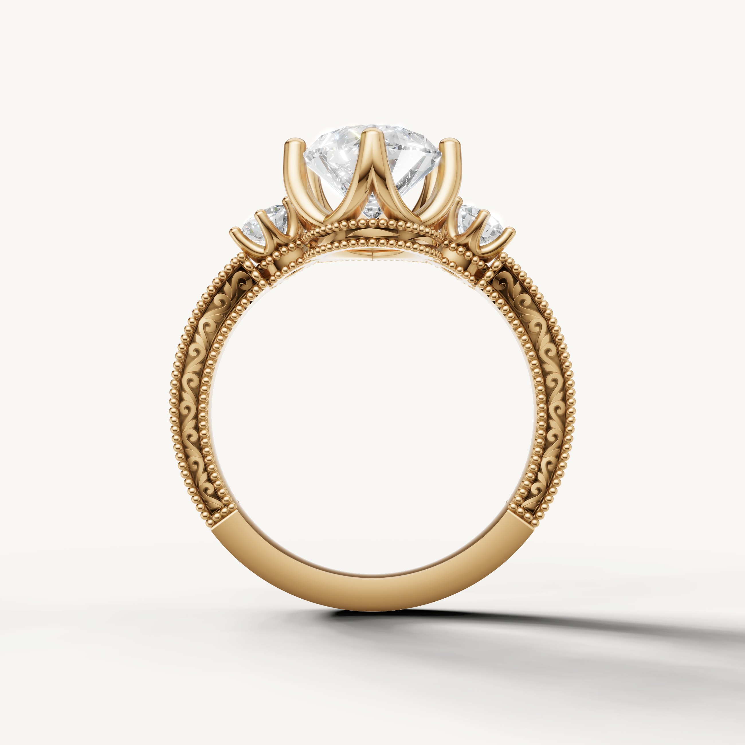 Elegant Pear Cut Engagement Ring with Vintage Side Accents in Yellow Gold – Raul Diamonds