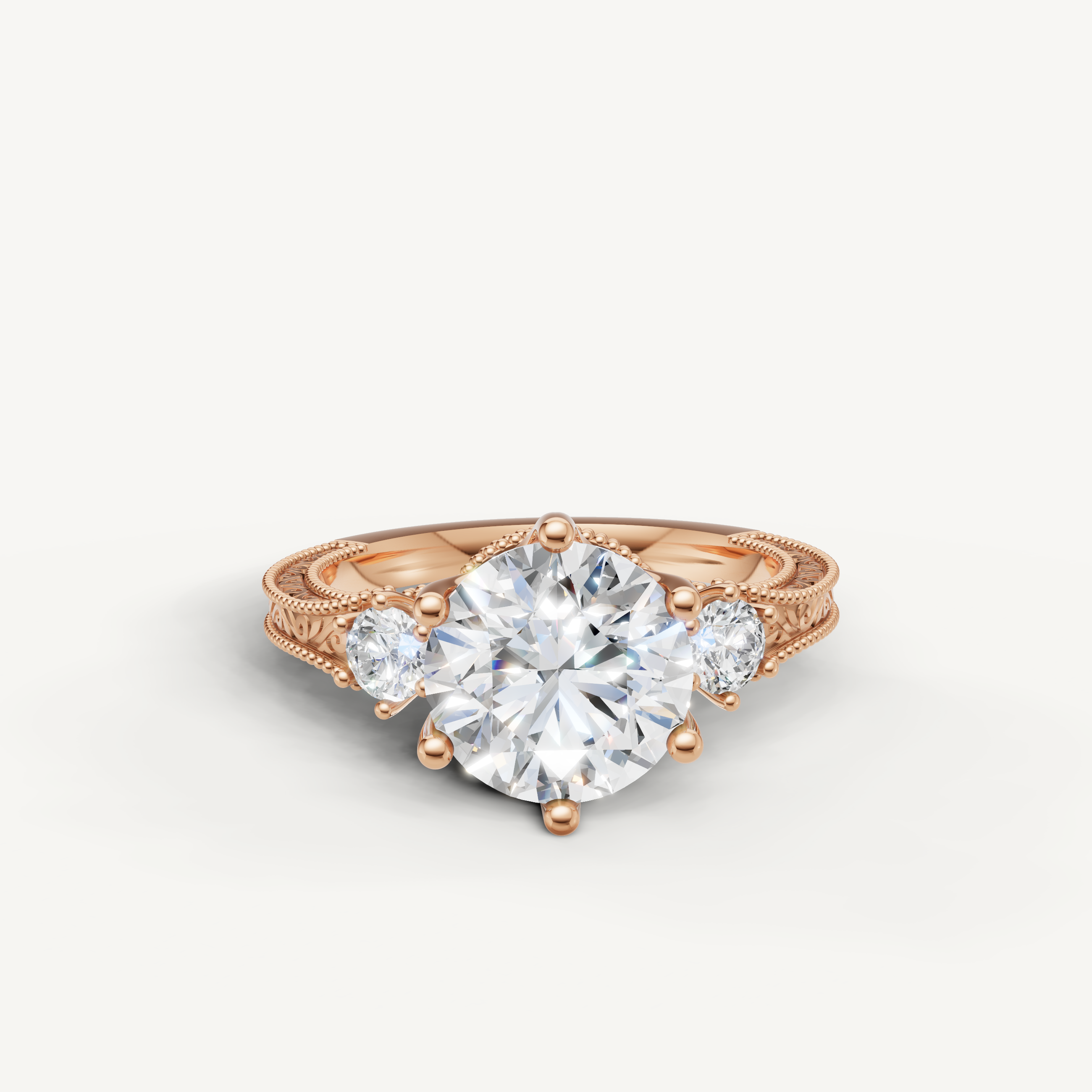 Vintage Round Cut Lab Grown Diamond Ring in 14K Rose Gold – Raul Diamonds