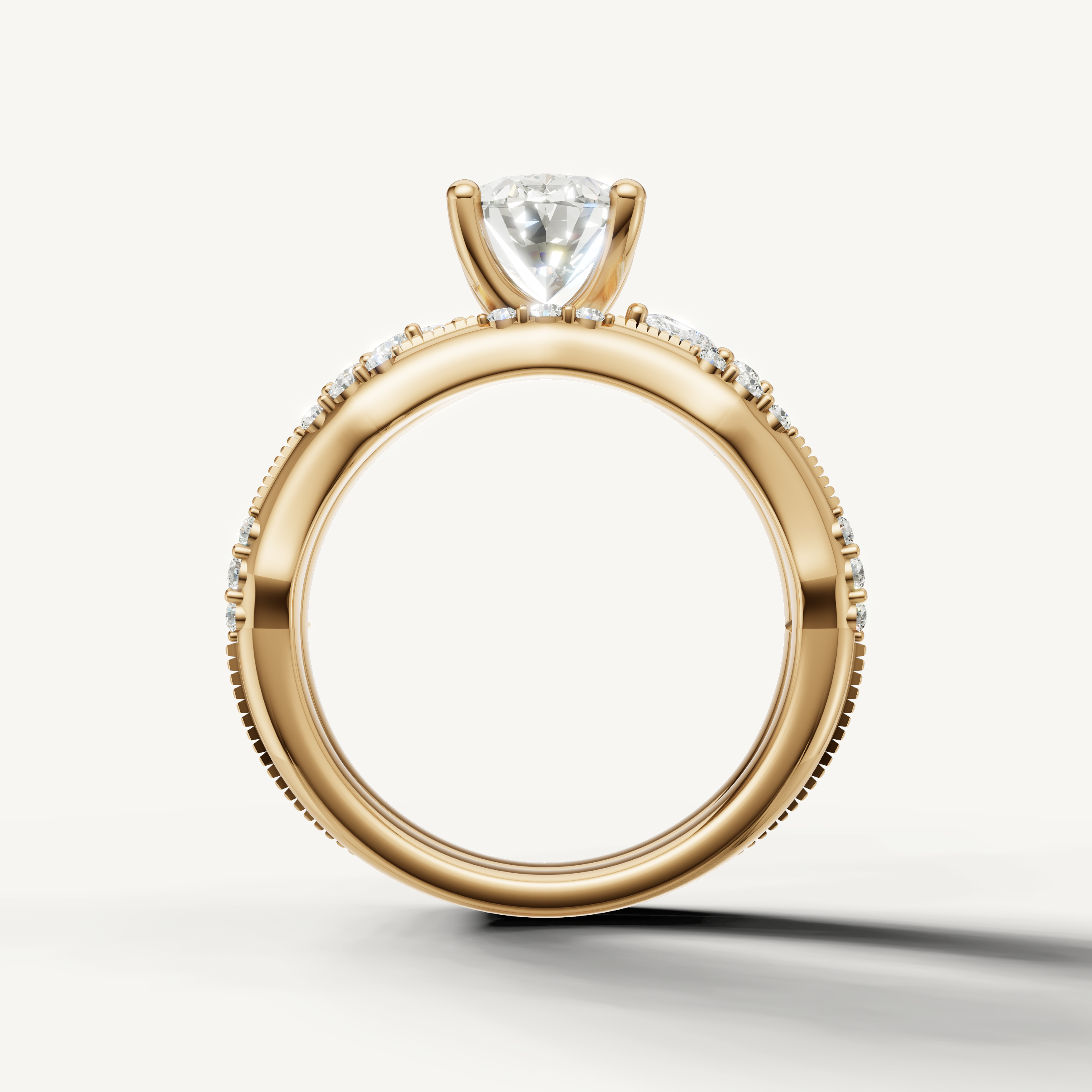 Luxury Oval Halo Bridal Set Ring with Curved Diamond Band Yellow Gold