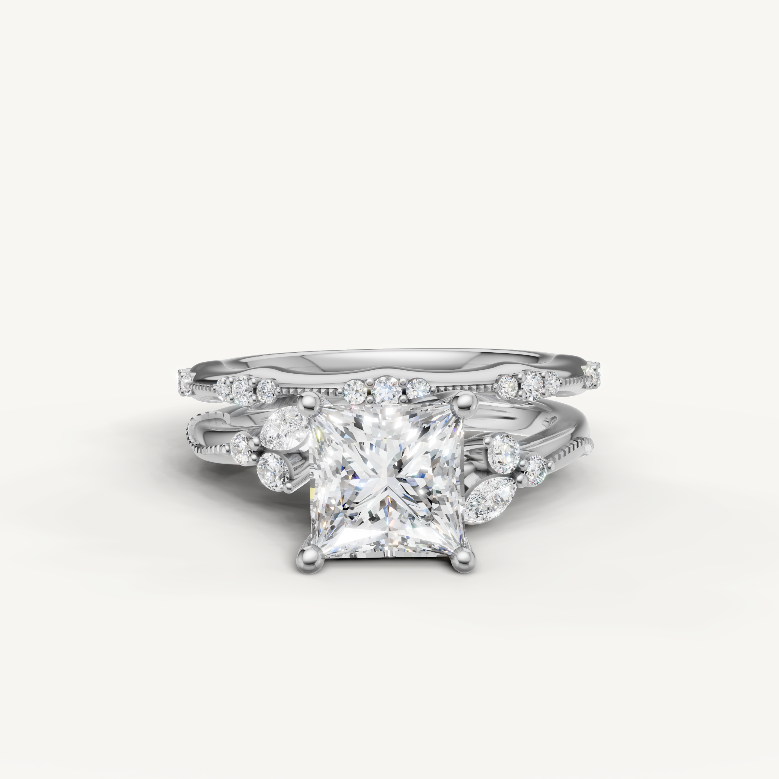 Raul Diamonds Pear Cut Lab Grown Diamond Bridal Set in 14K White Gold