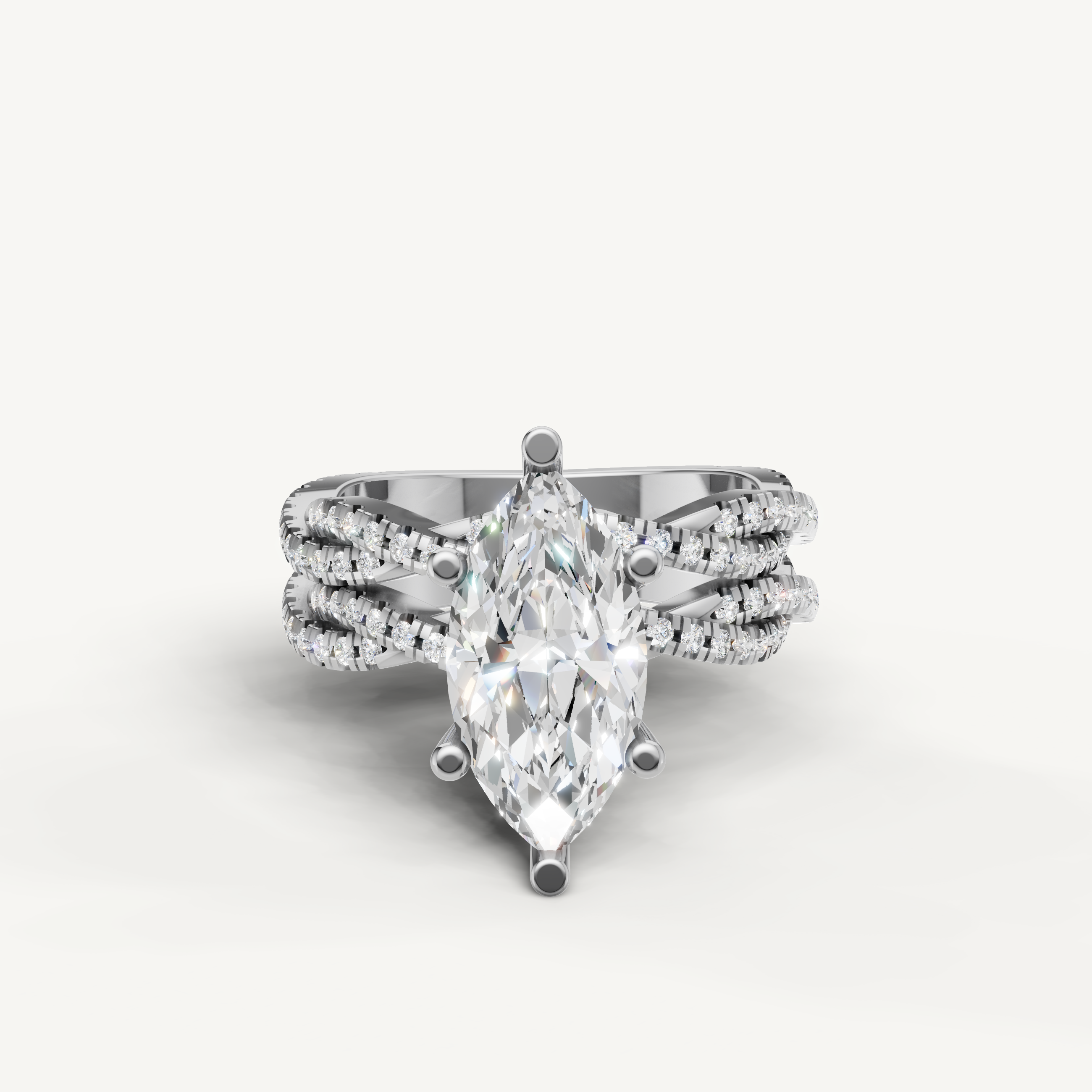 Raul Diamonds Marquise Cut Lab Grown Diamond Split Shank Bridal Set in 14K White Gold