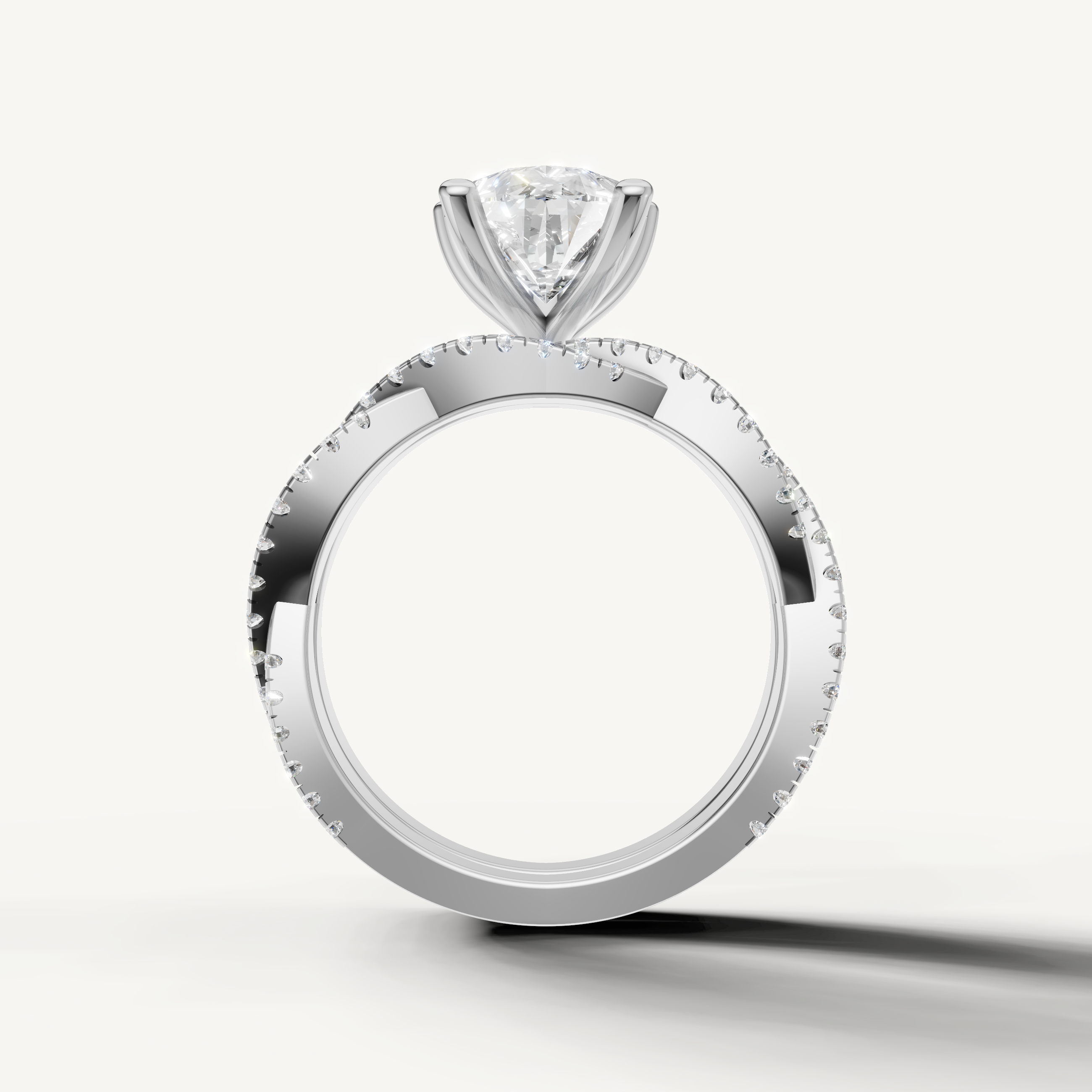 Luxury Pear Bridal Set Ring with Multi Row Diamond Band White Gold