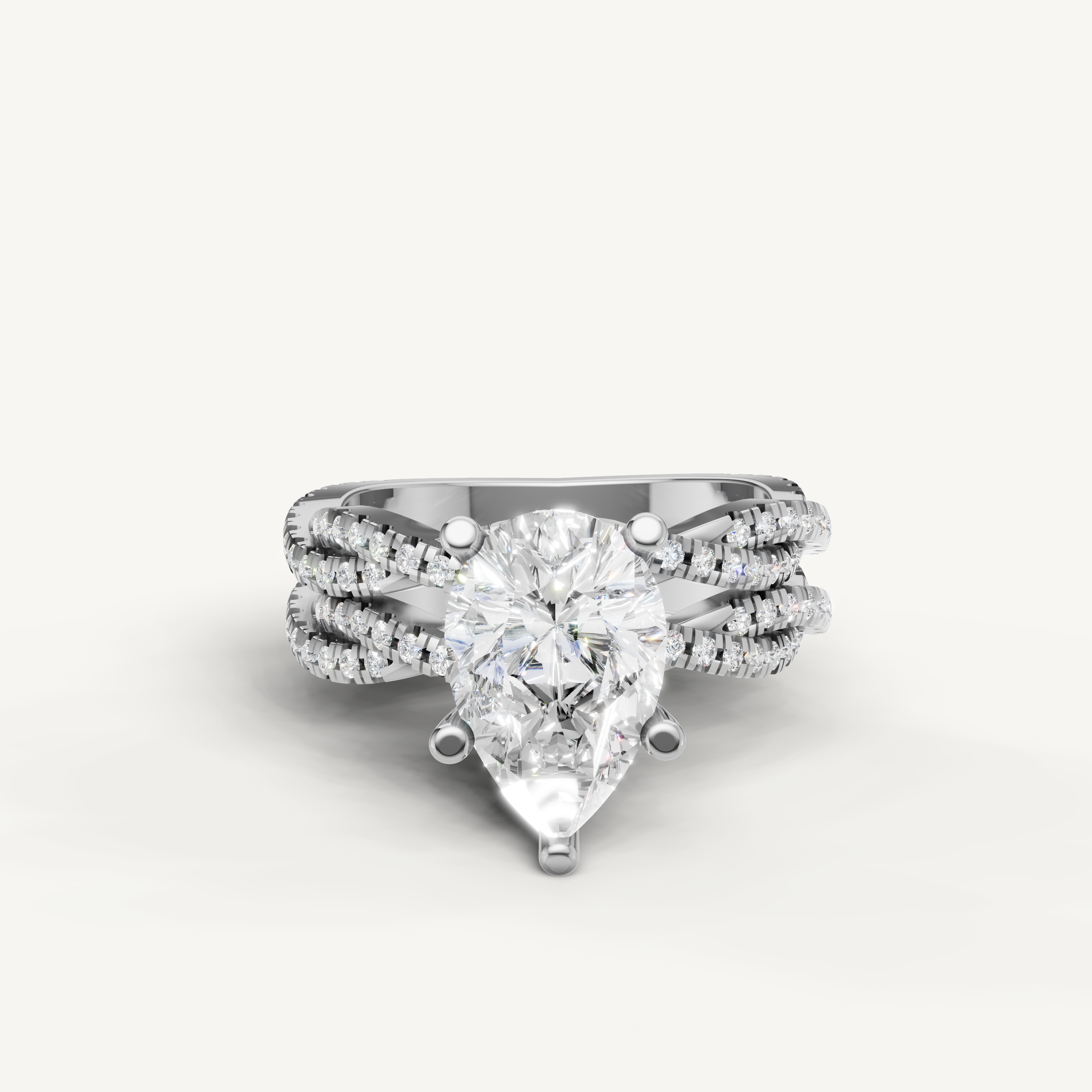 Raul Diamonds Pear Cut Lab Grown Diamond Split Shank Bridal Set in 14K White Gold