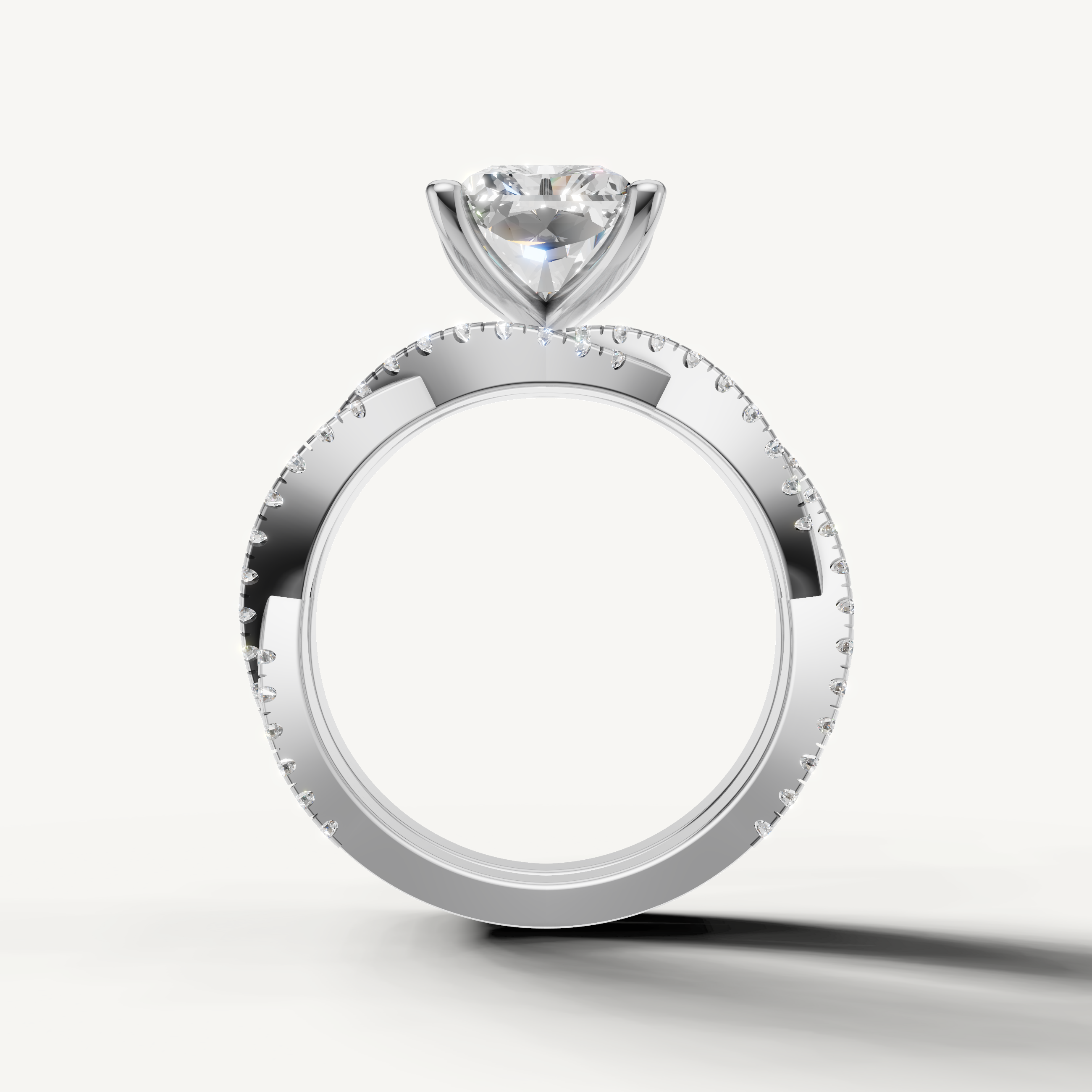 Luxury Radiant Bridal Set Ring with Multi Row Diamond Band White Gold