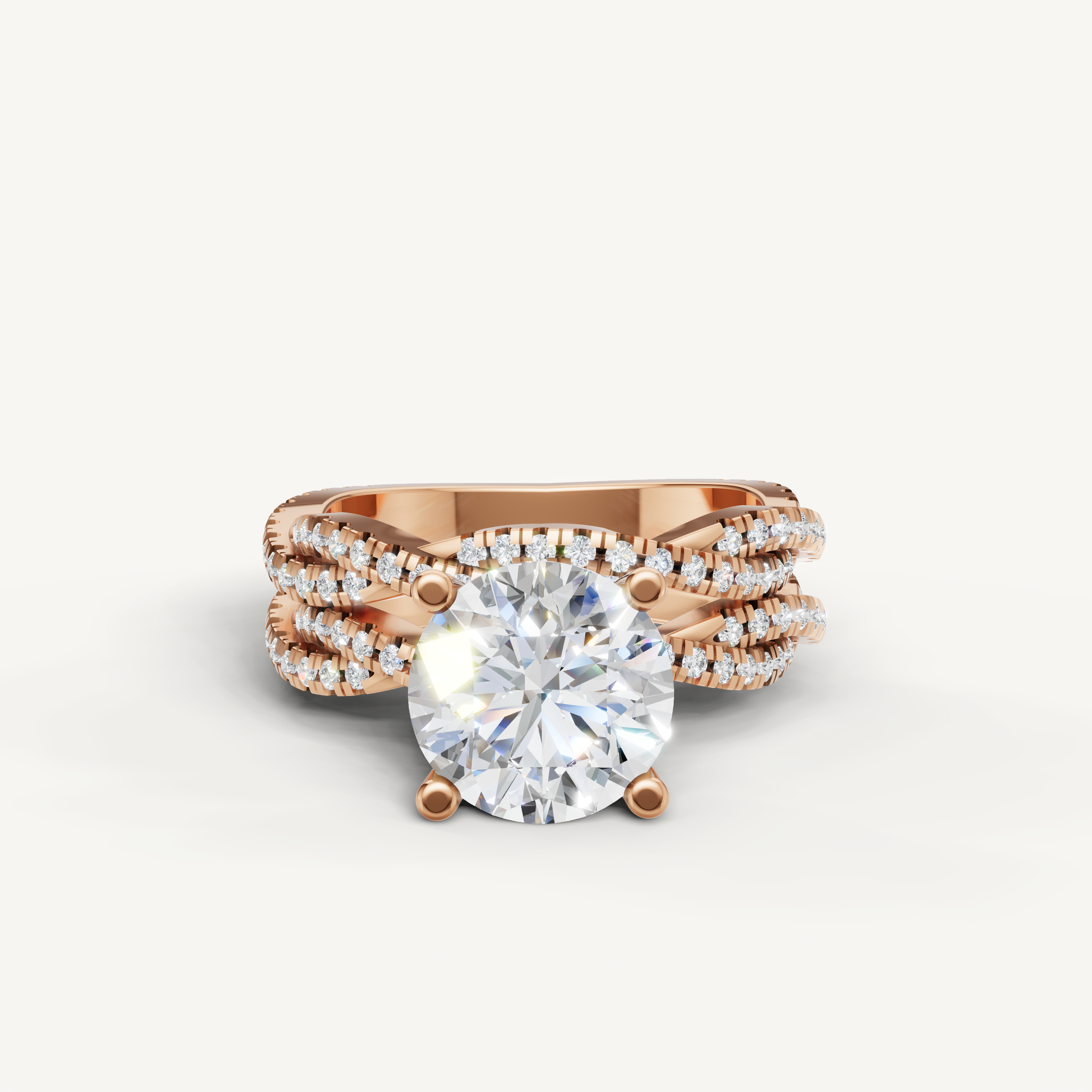 Raul Diamonds Round Cut Lab Grown Diamond Split Shank Bridal Set in 14K Rose Gold