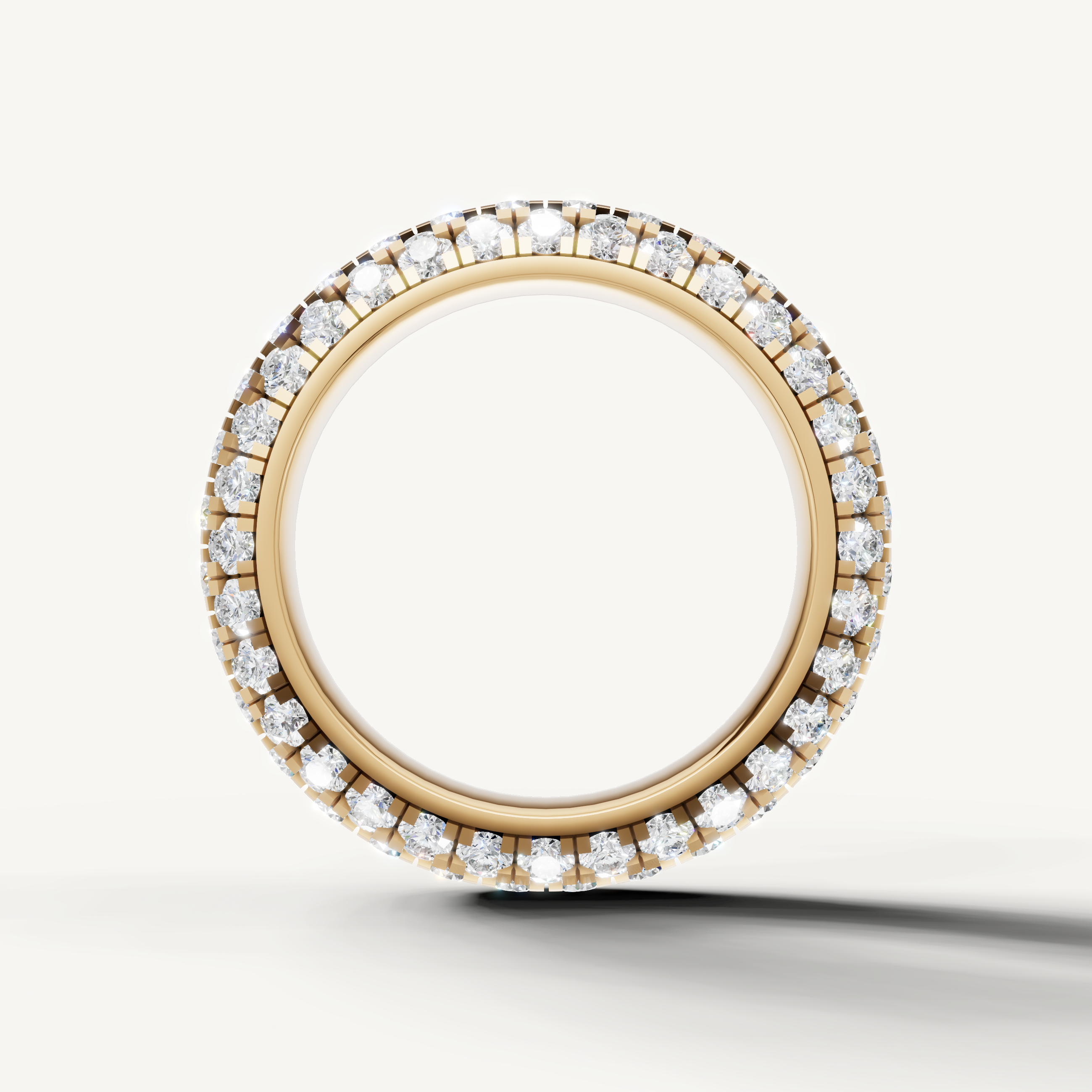 IGI certified lab grown diamond anniversary band featuring triple row pavé diamonds