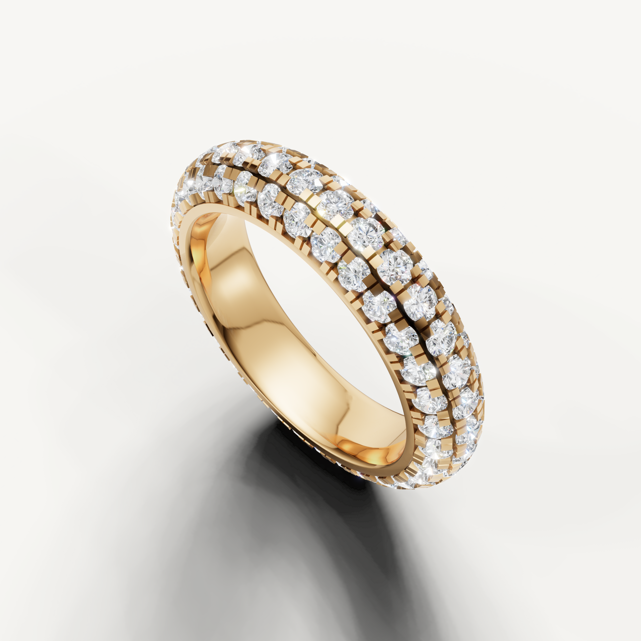 luxury pavé diamond ring with multi row sparkle and modern gold design