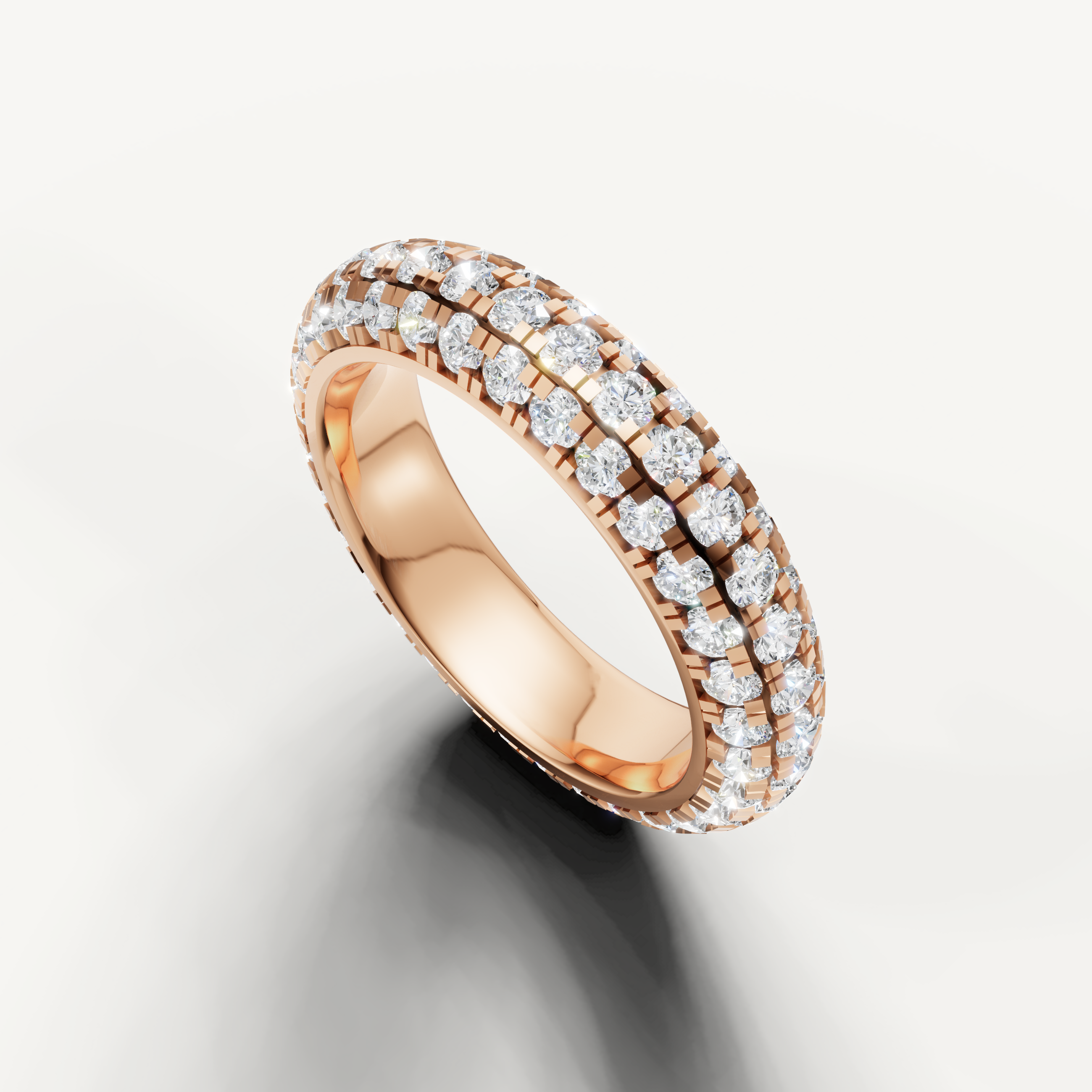 IGI certified lab grown diamond anniversary band with luxurious triple row setting