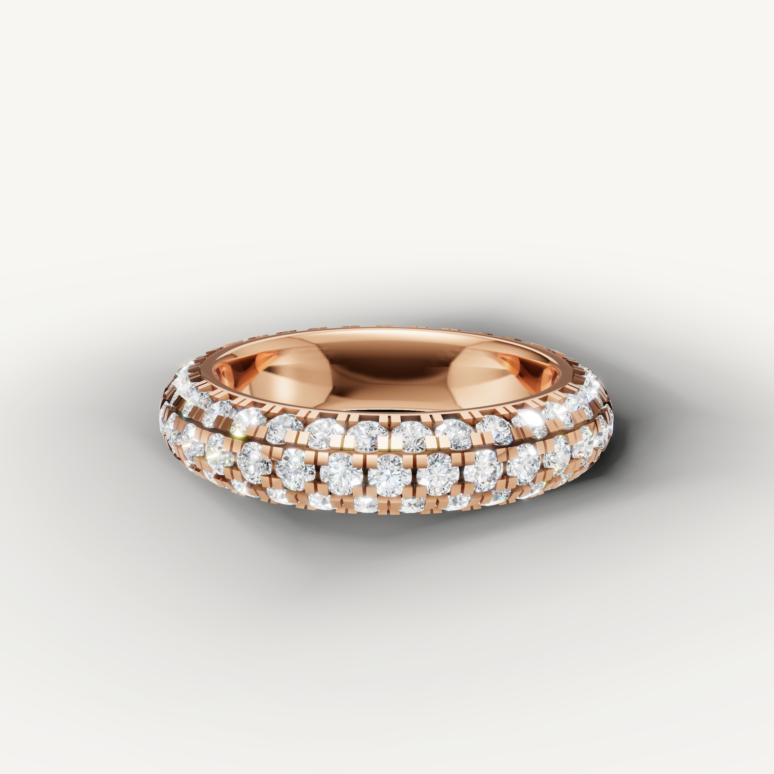 Raul Diamonds rose gold diamond wedding band with triple row pavé diamonds